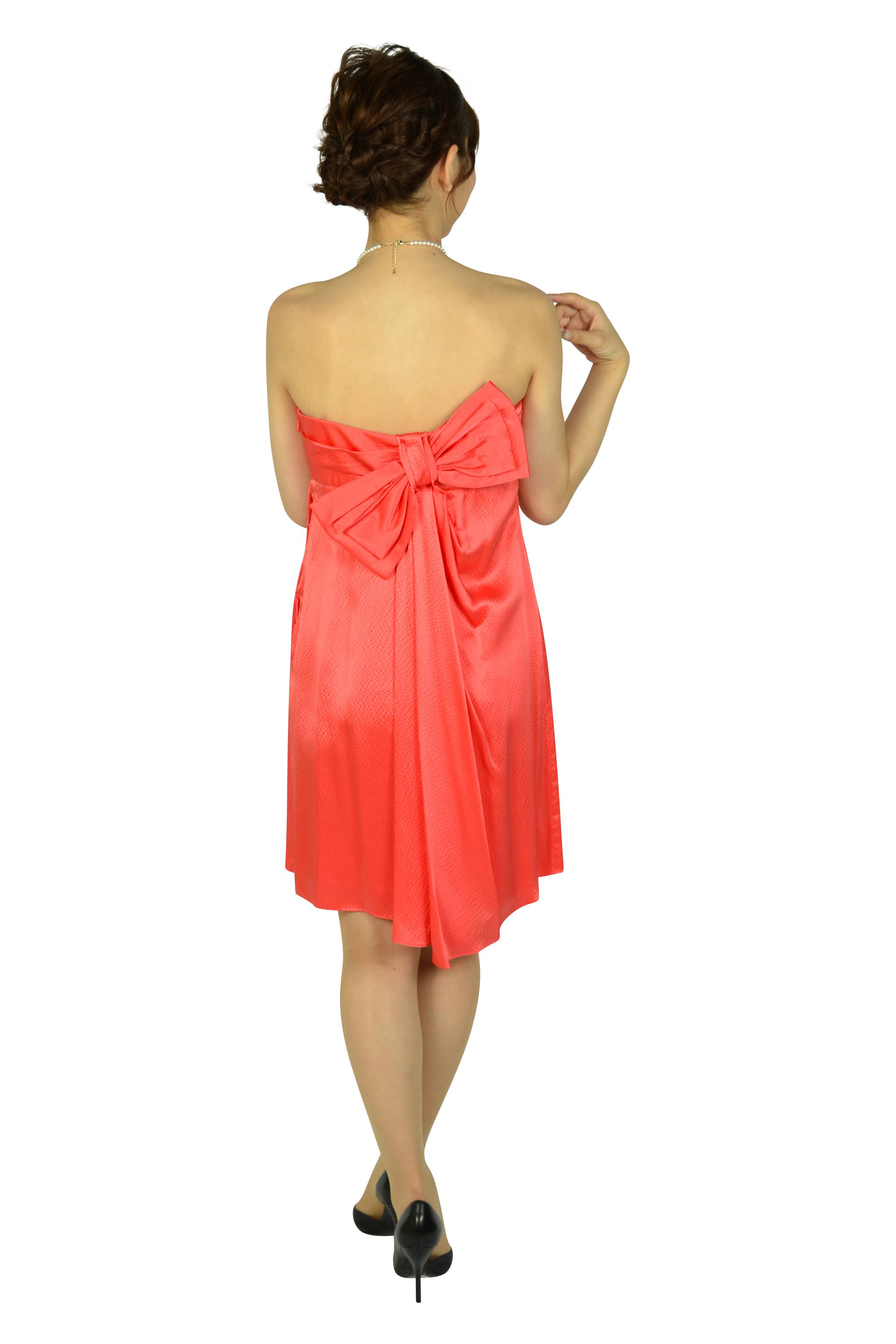 オレンジ後ろリボンベアミニドレス