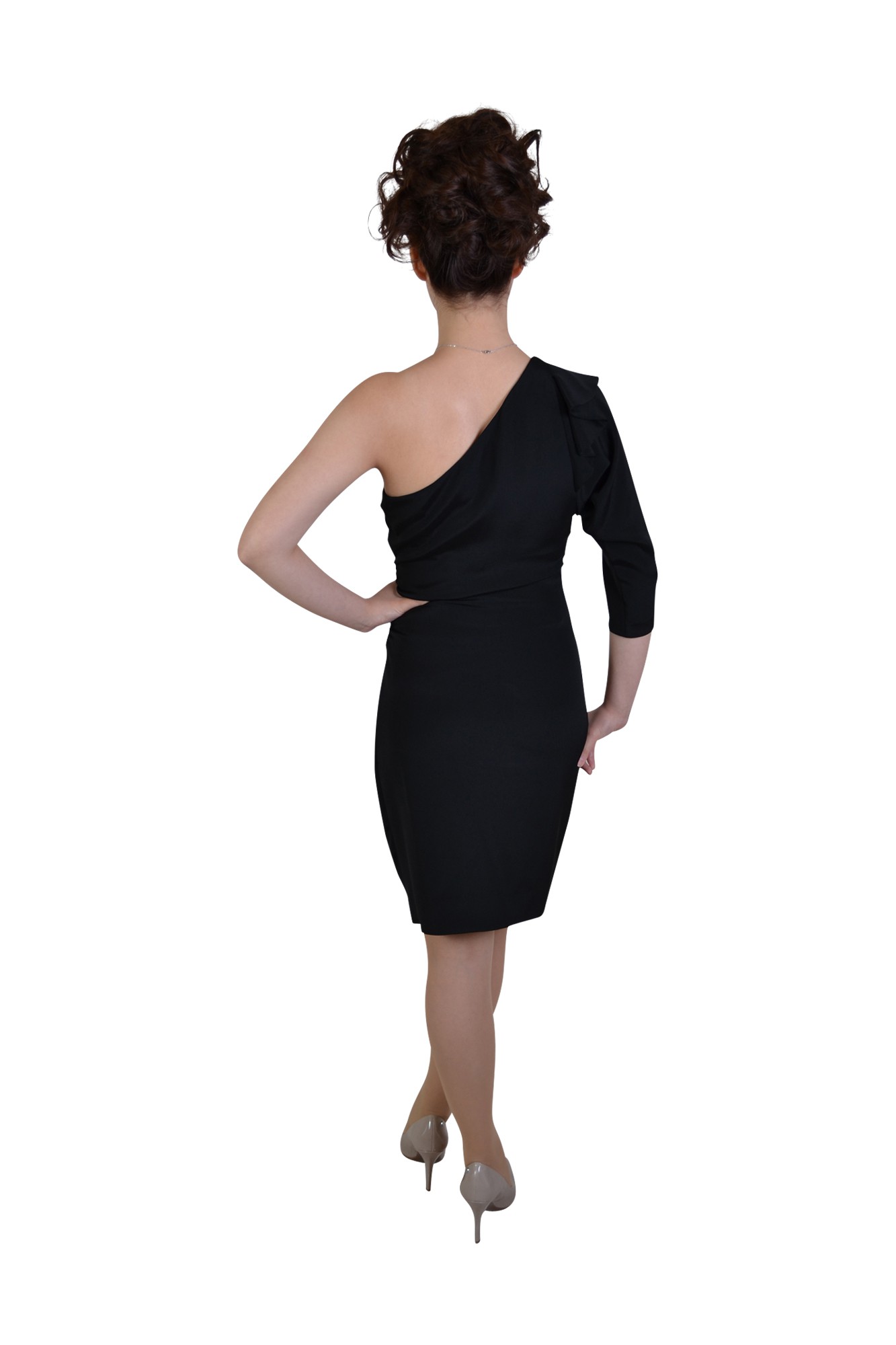 ブラックシンプルワンショルダードレス