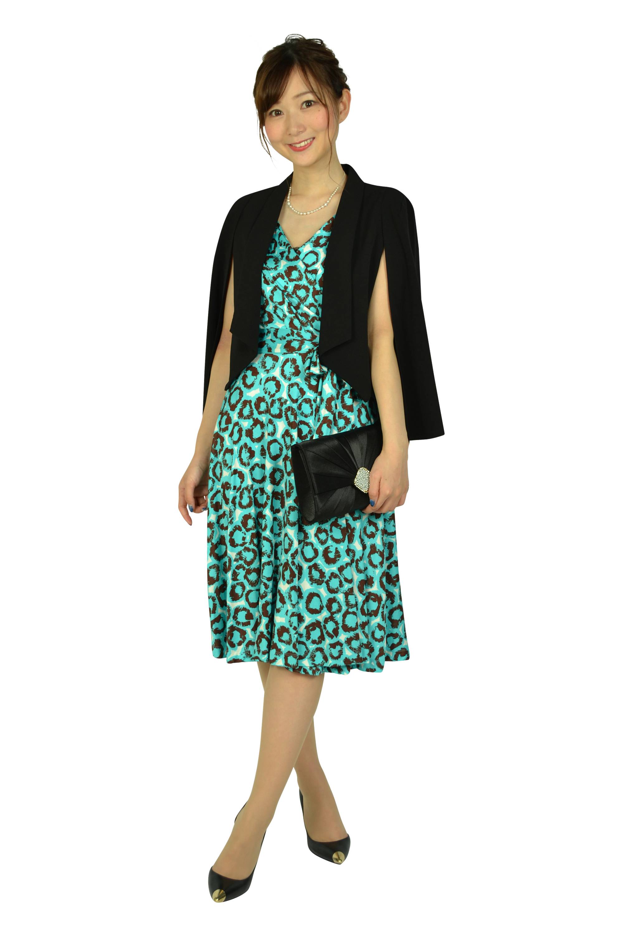 ブルーレオパードラップドレス