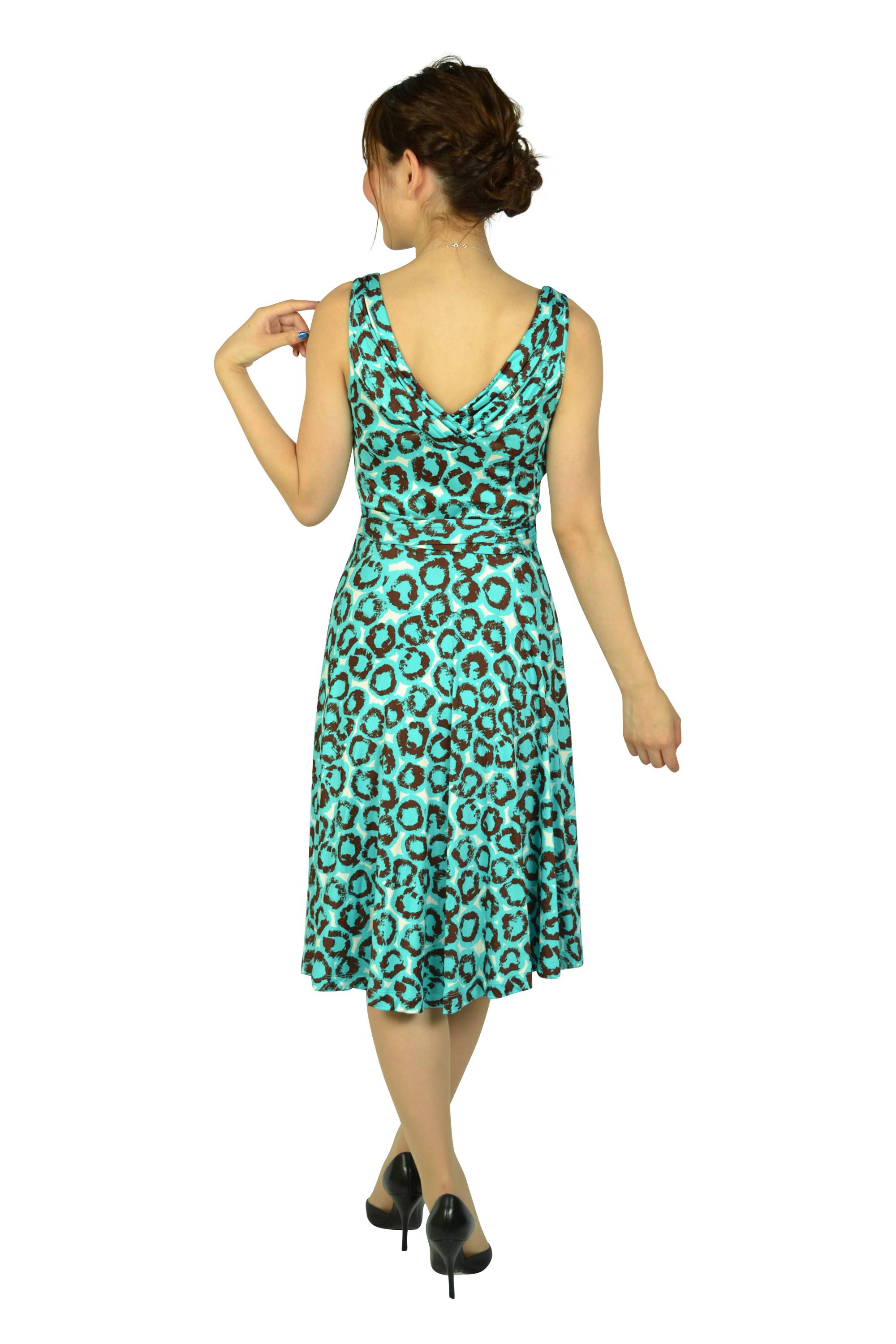 DIANE VON FURSTENBERG ブルーレオパードラップドレス (S〜M) を