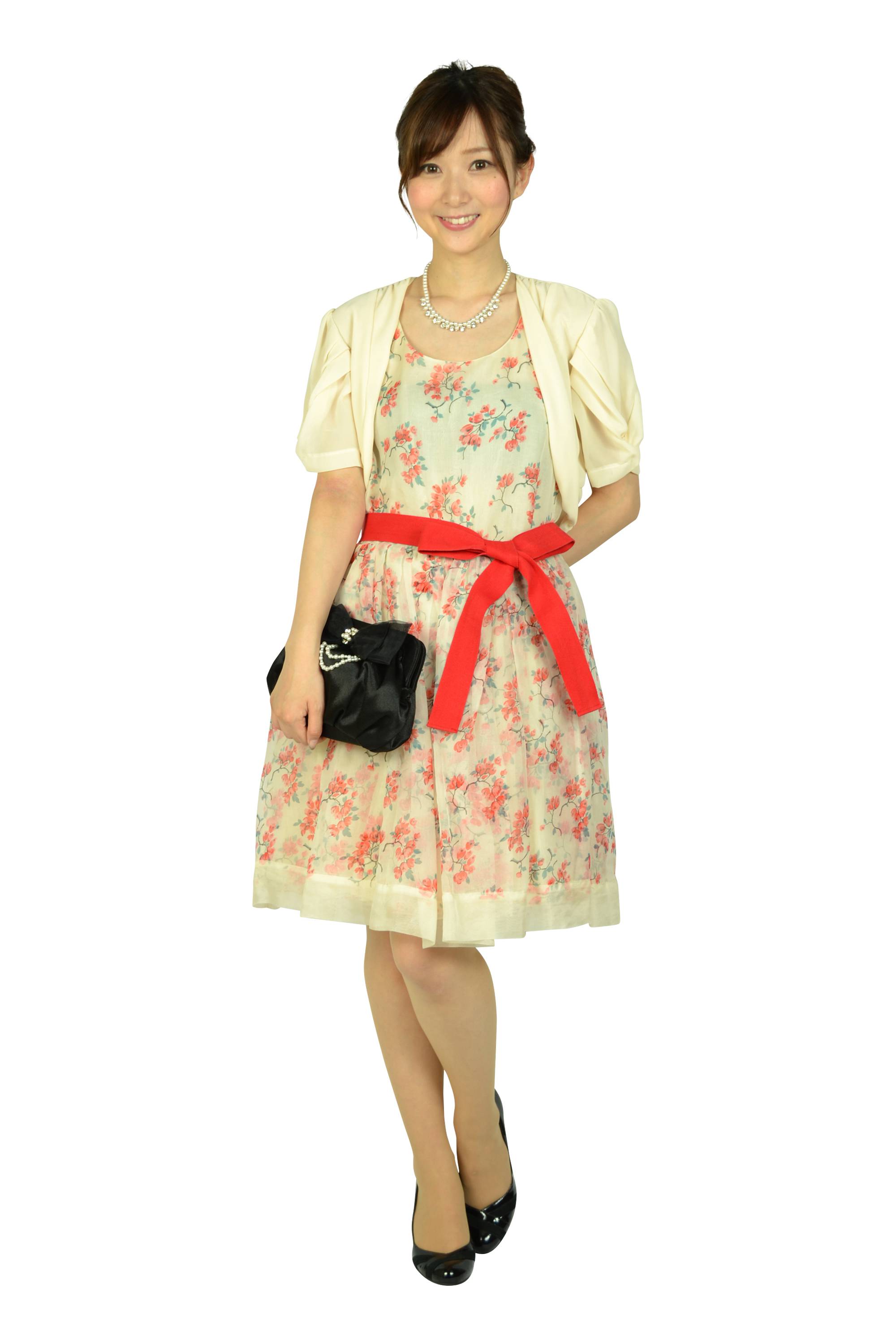 袖タックフェミニンアイボリーボレロ