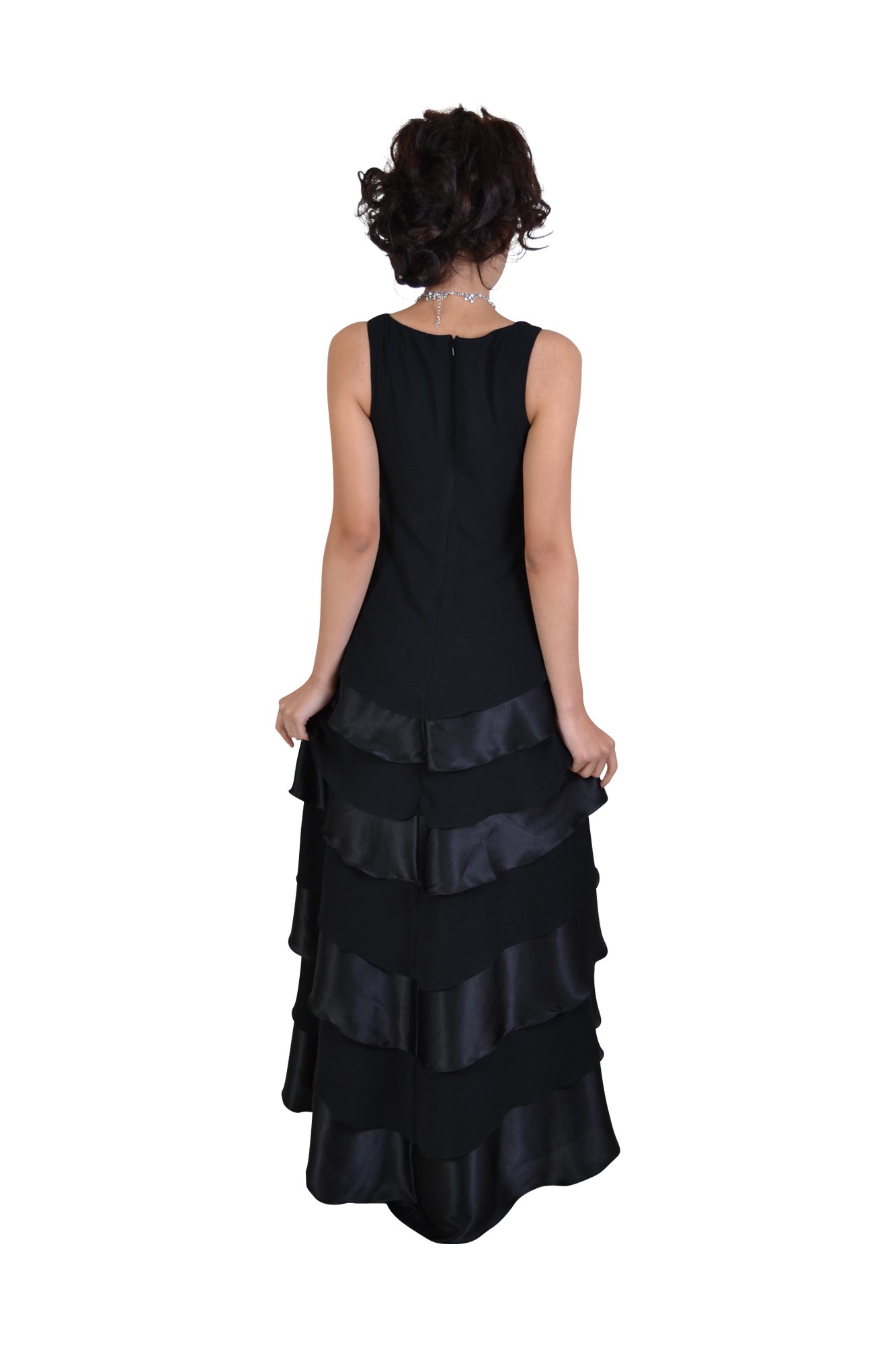 ブラックティアードロングドレス