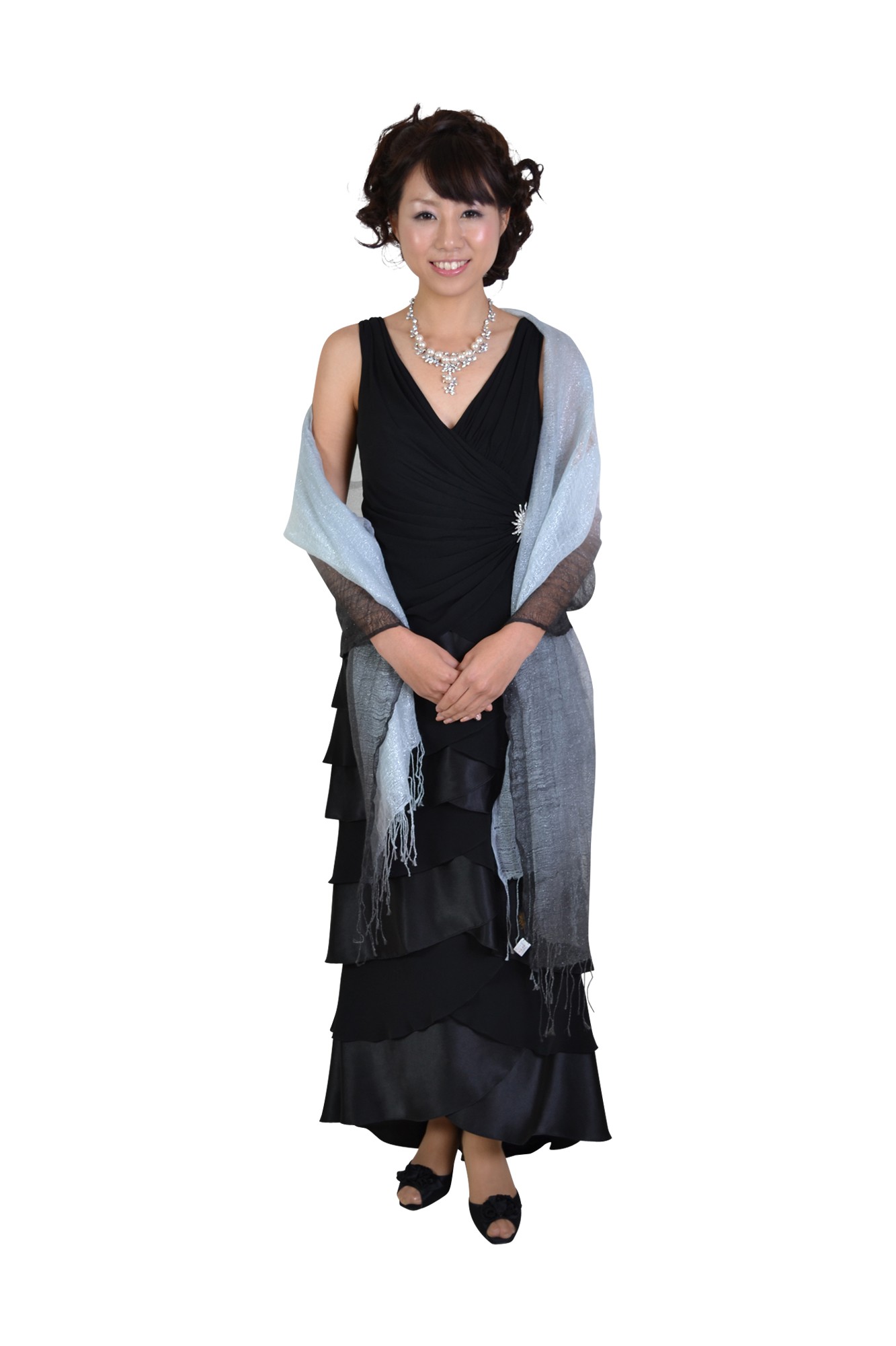 ブラックティアードロングドレス