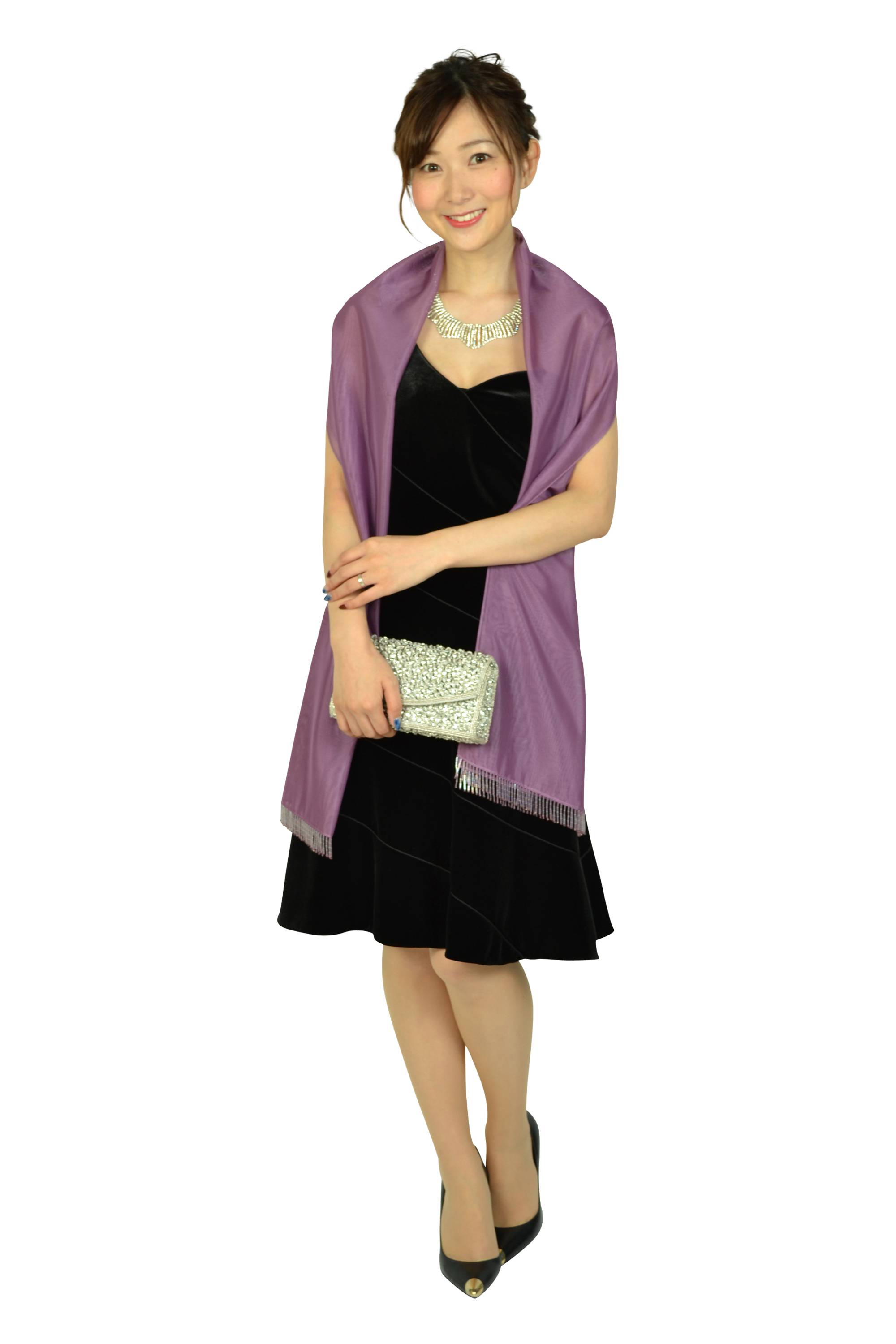 ビーズフリンジパープルショール