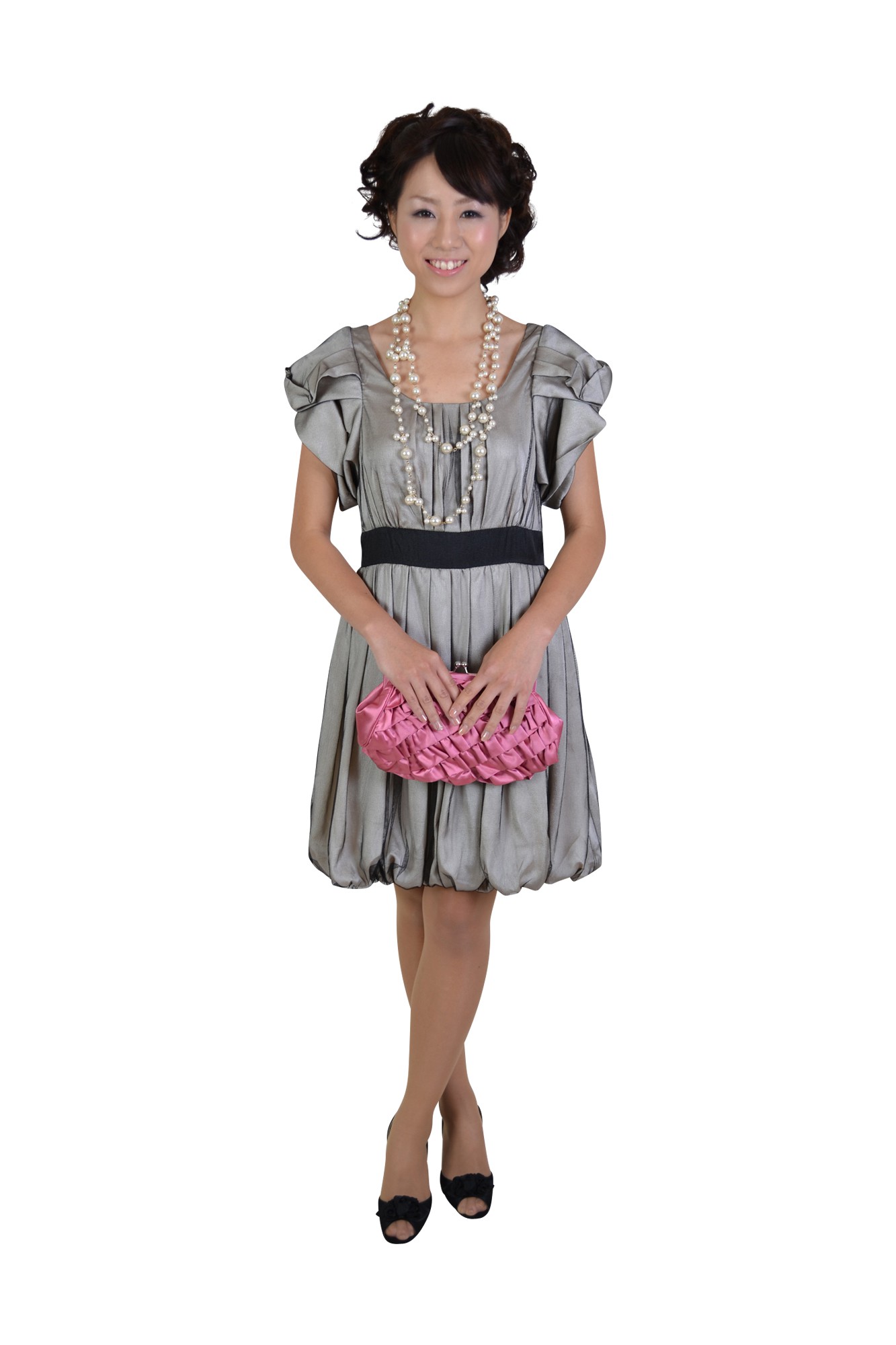 ボリュームフリルピンクバッグ