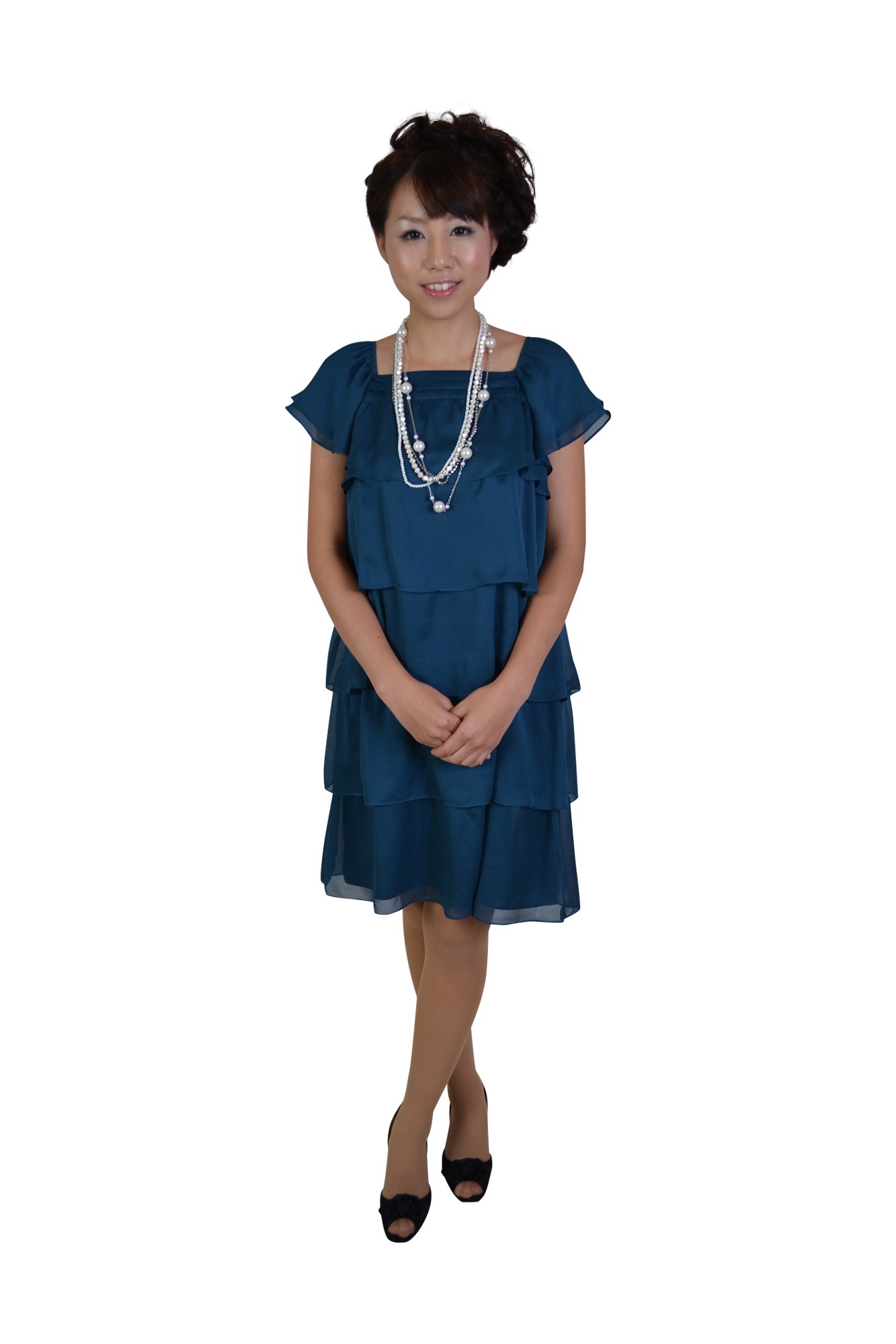 4連パール調ロングネックレス