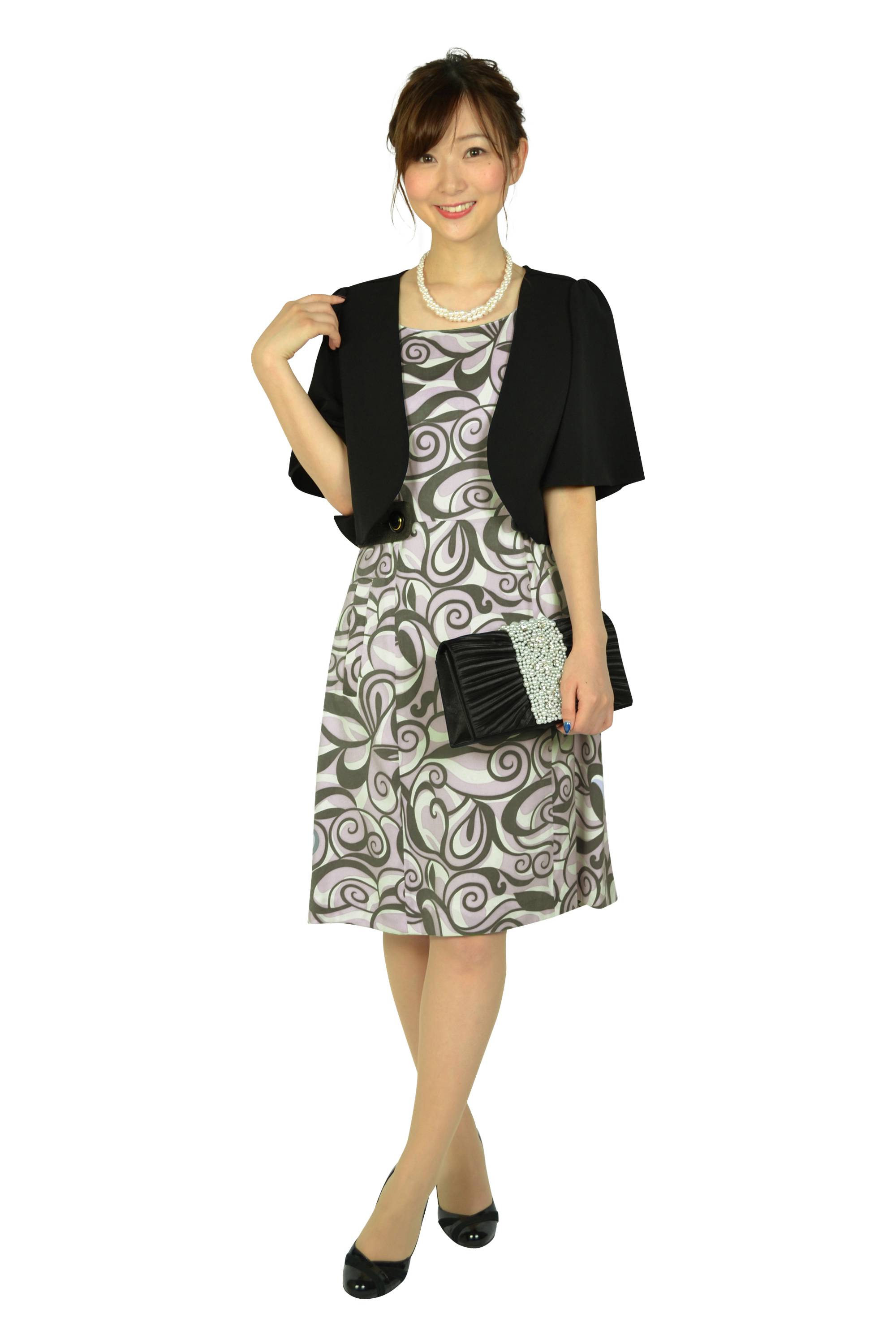 パープル幾何学柄ドレス