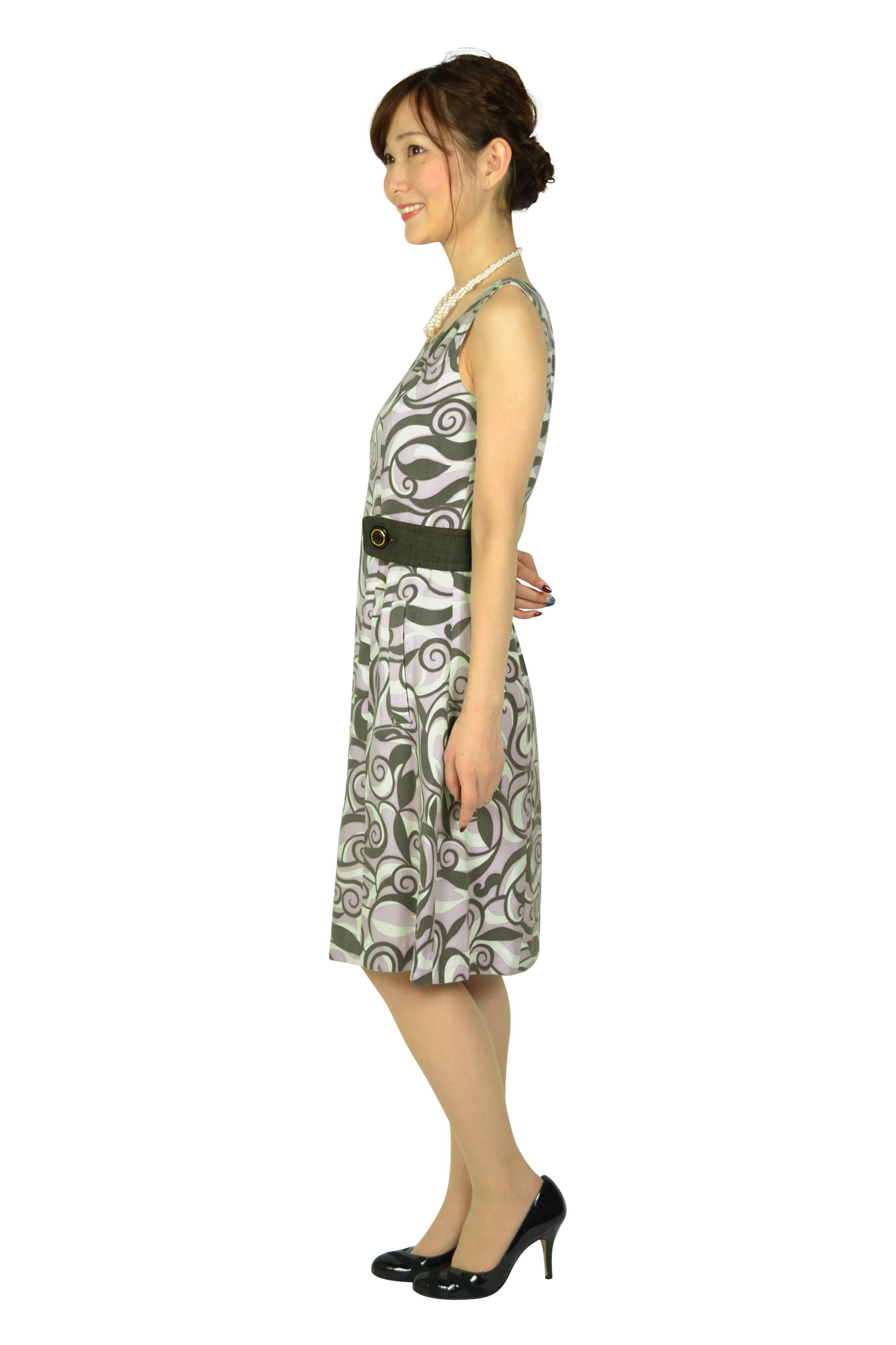 パープル幾何学柄ドレス