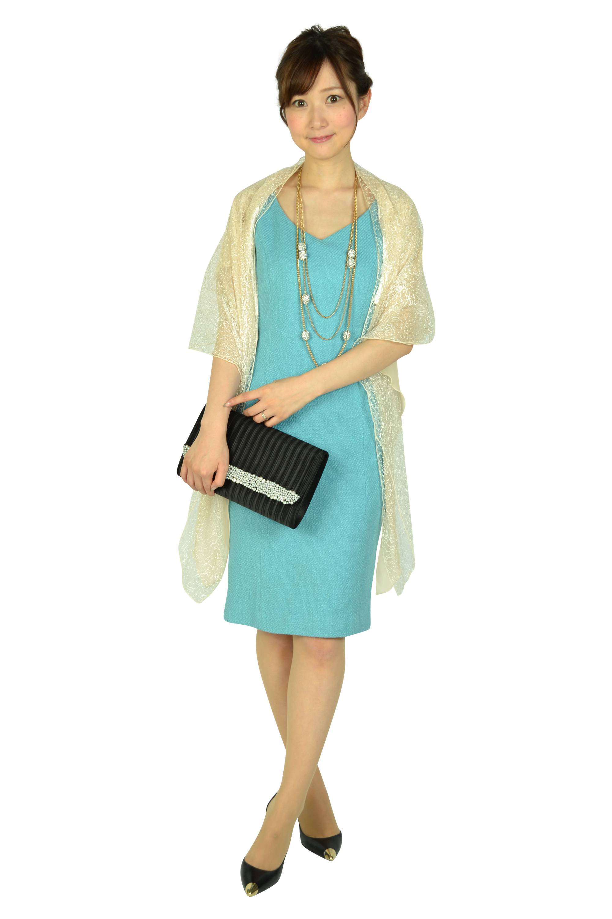 スカイブルーツイードドレス