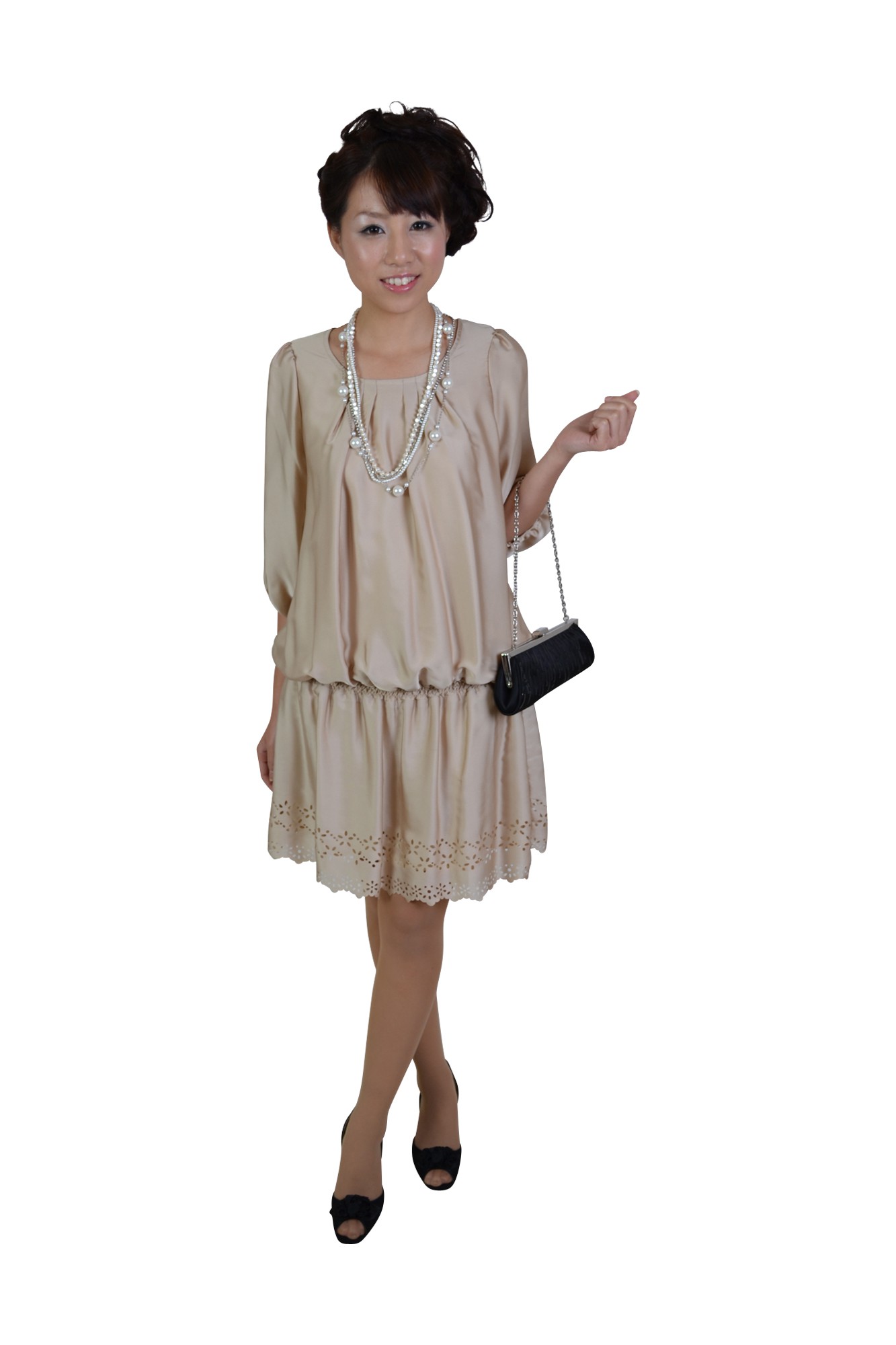 4連パール調ロングネックレス