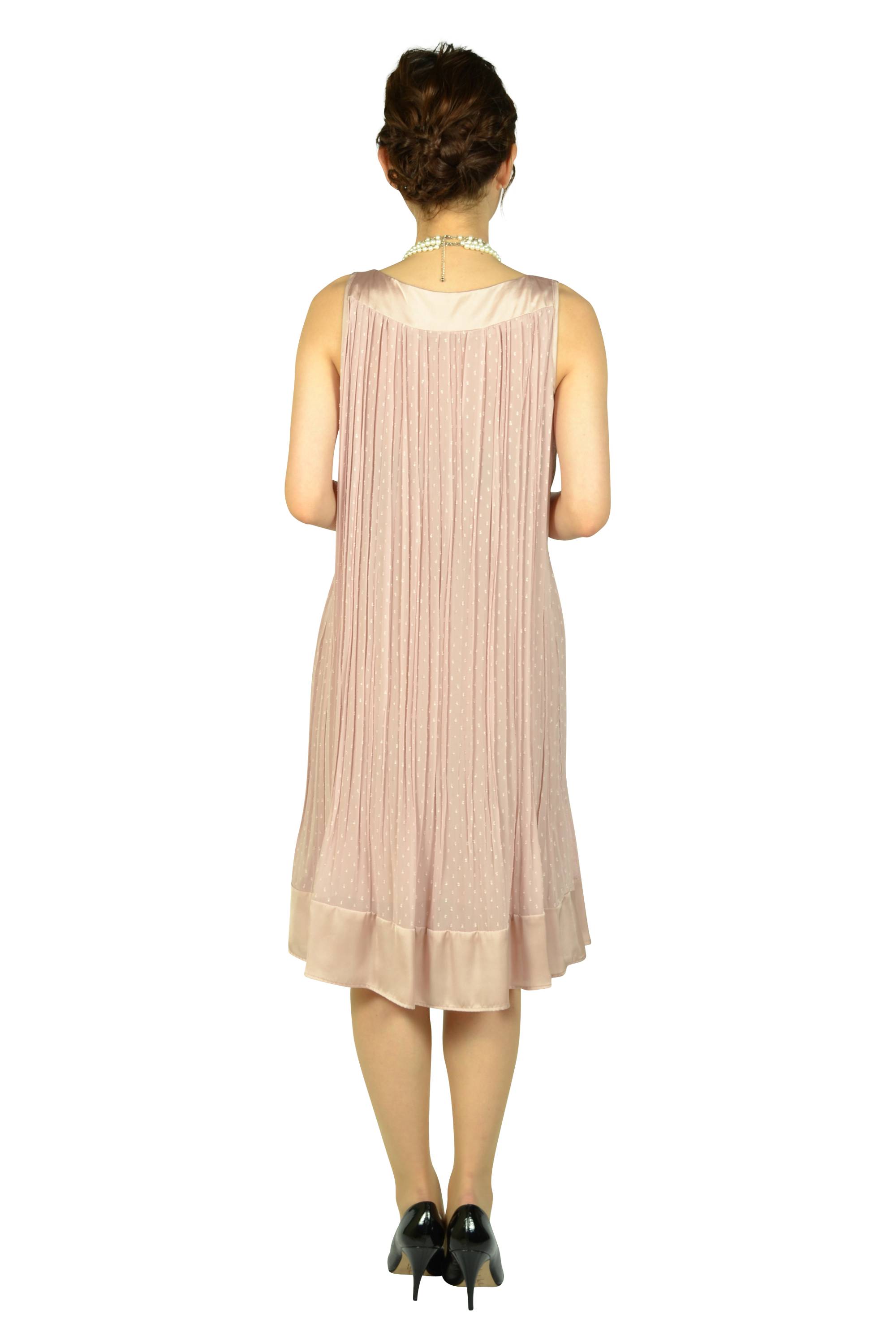 ピンクドットプリーツドレス