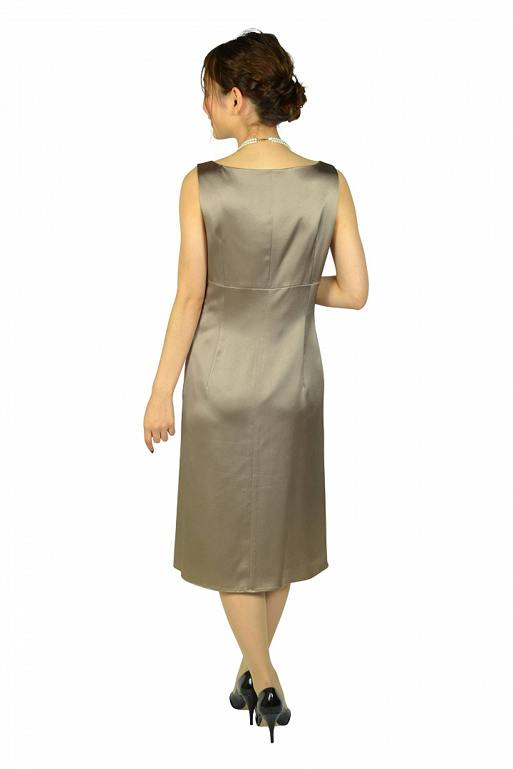 モカブラウン光沢ドレス