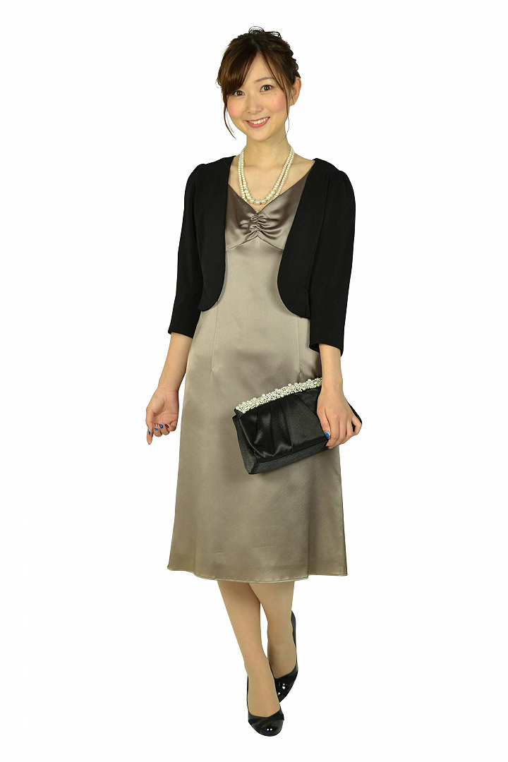 モカブラウン光沢ドレス