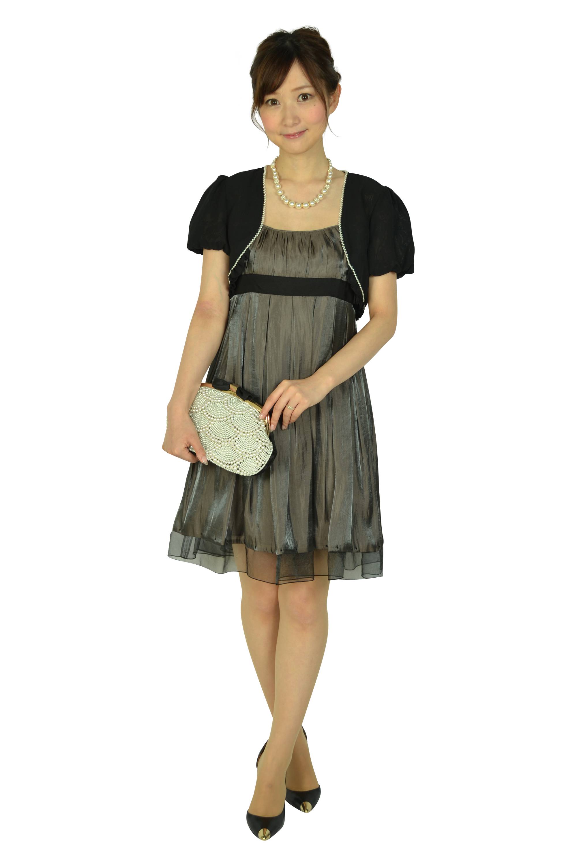 パフスリーブパールブラックボレロ