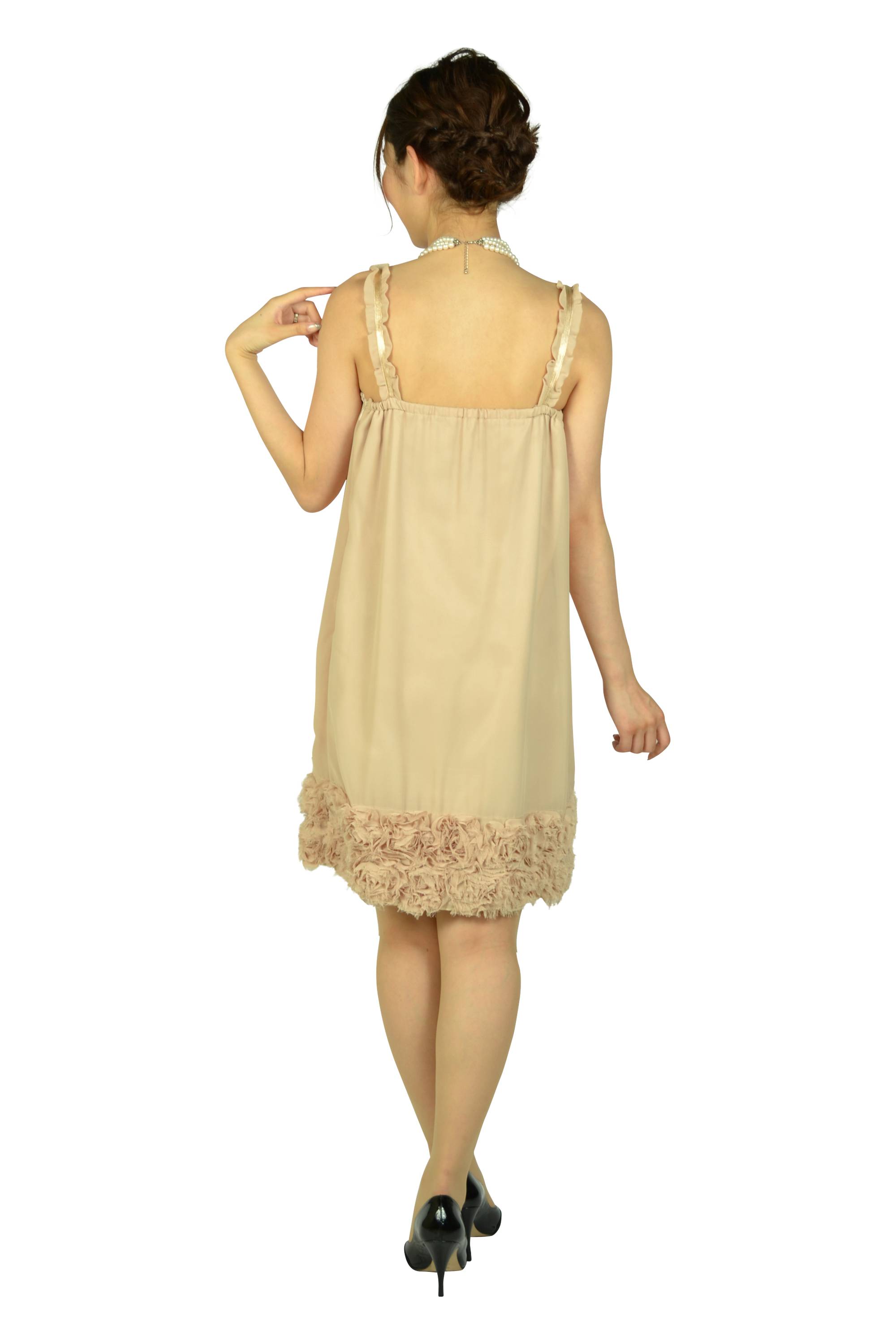 ベージュローズモチーフドレス