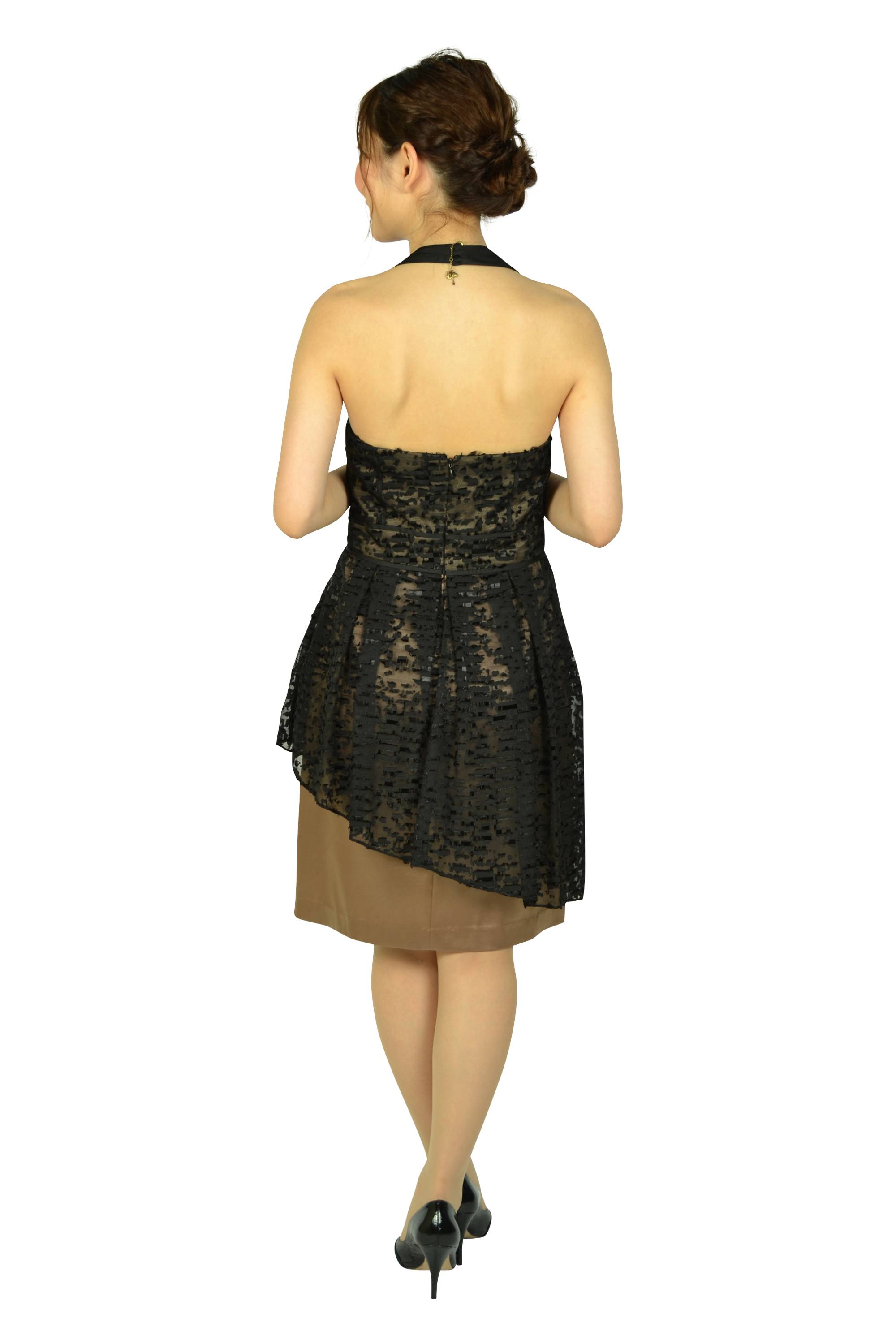 ブラックホルダーネックドレス