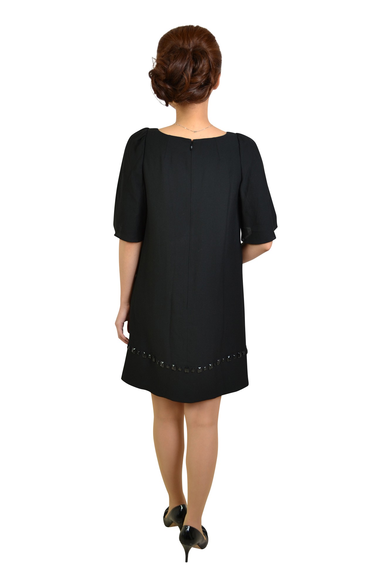 ブラックスタッズ付き半袖ドレス
