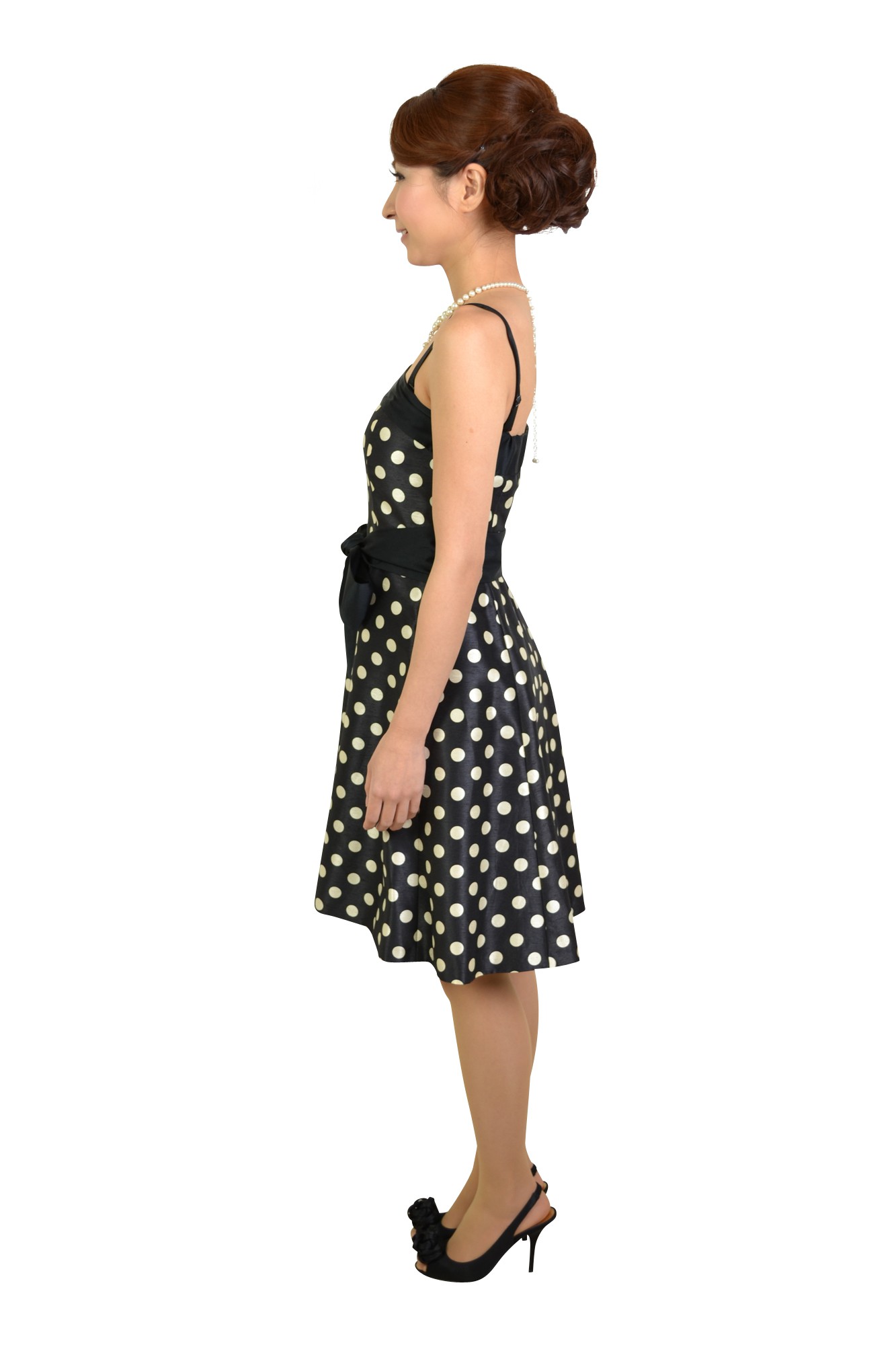 ブラックドットリボンドレス
