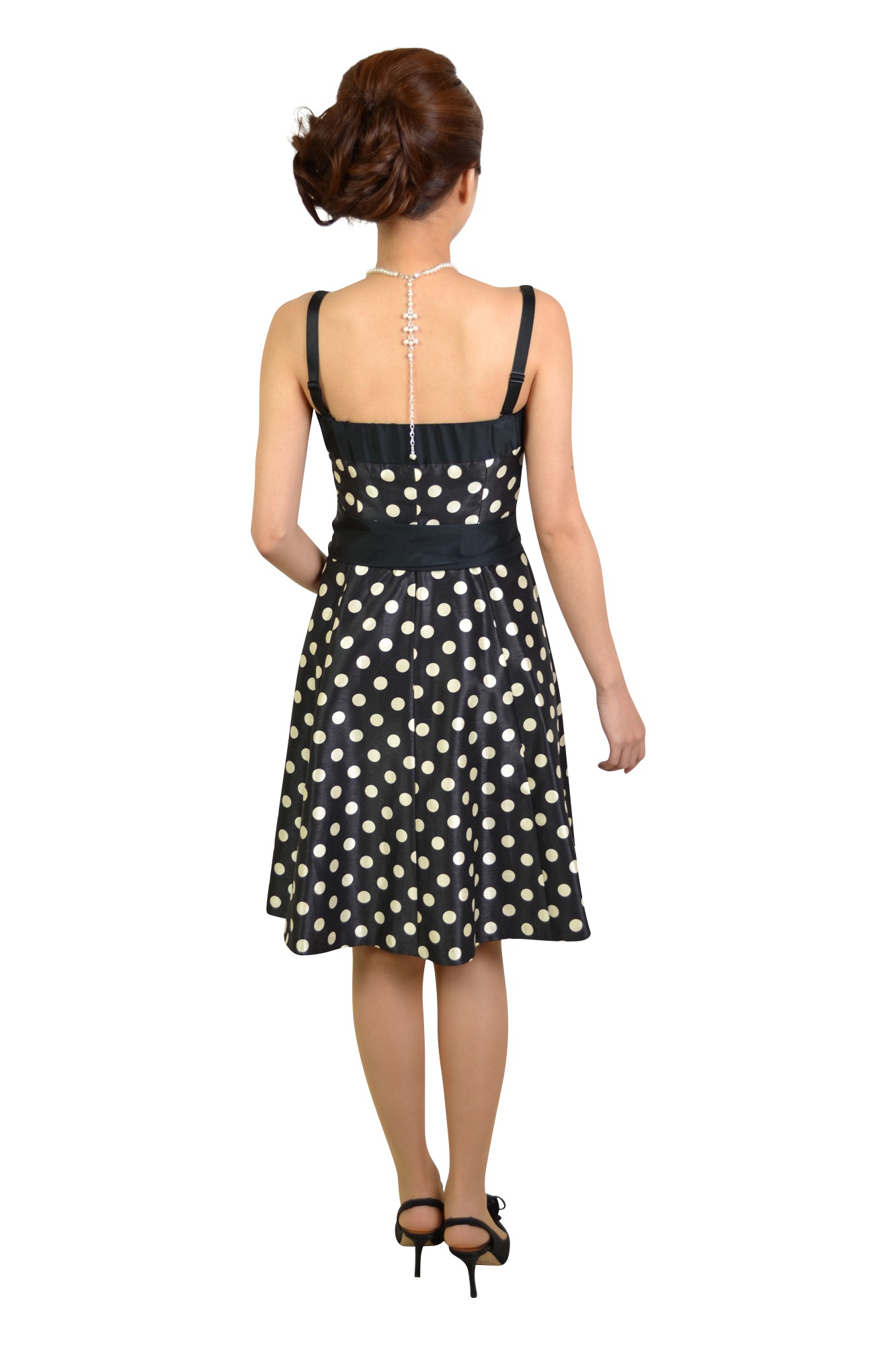 ブラックドットリボンドレス