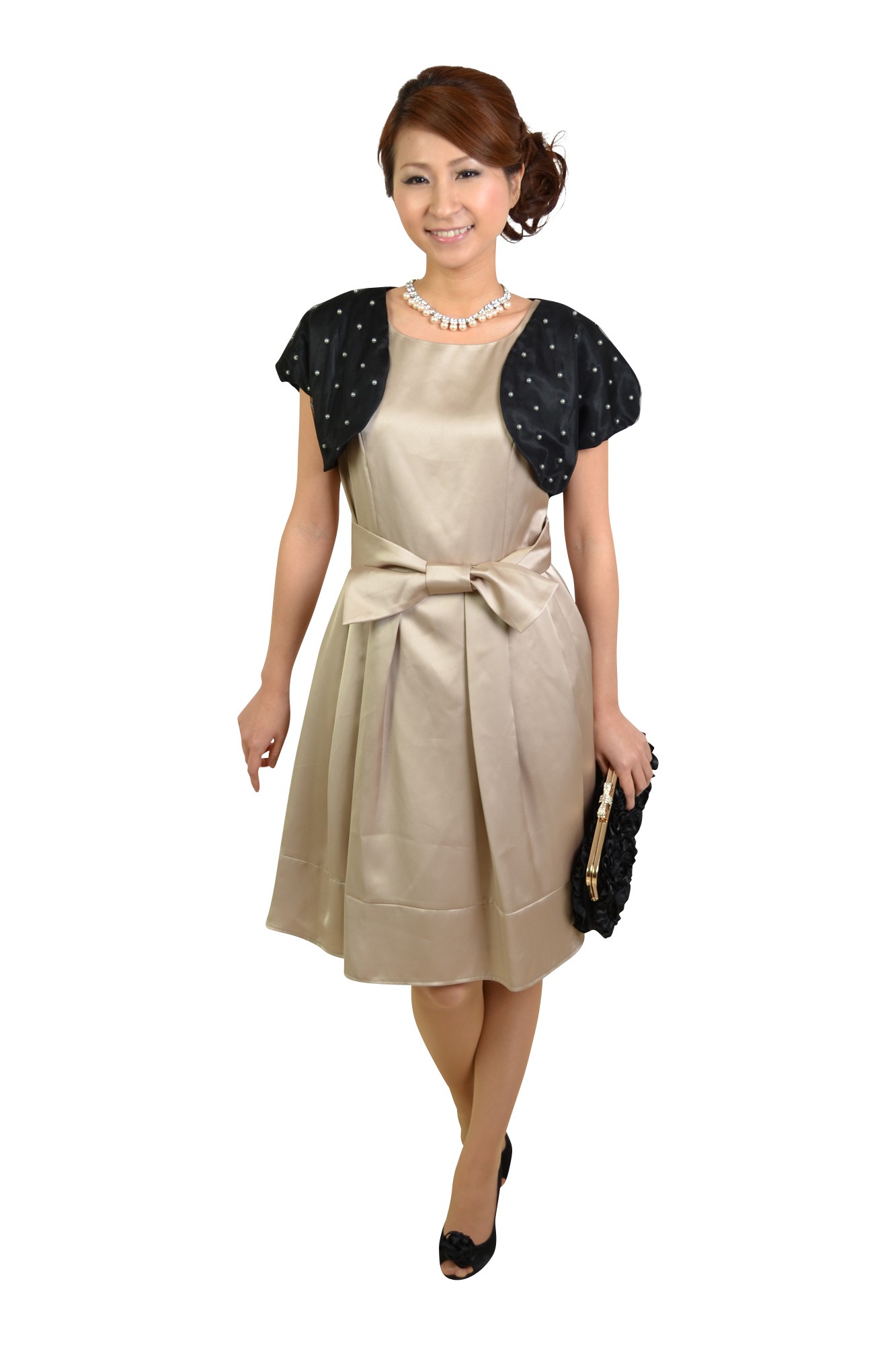 フラワーモチーフブラックバッグ