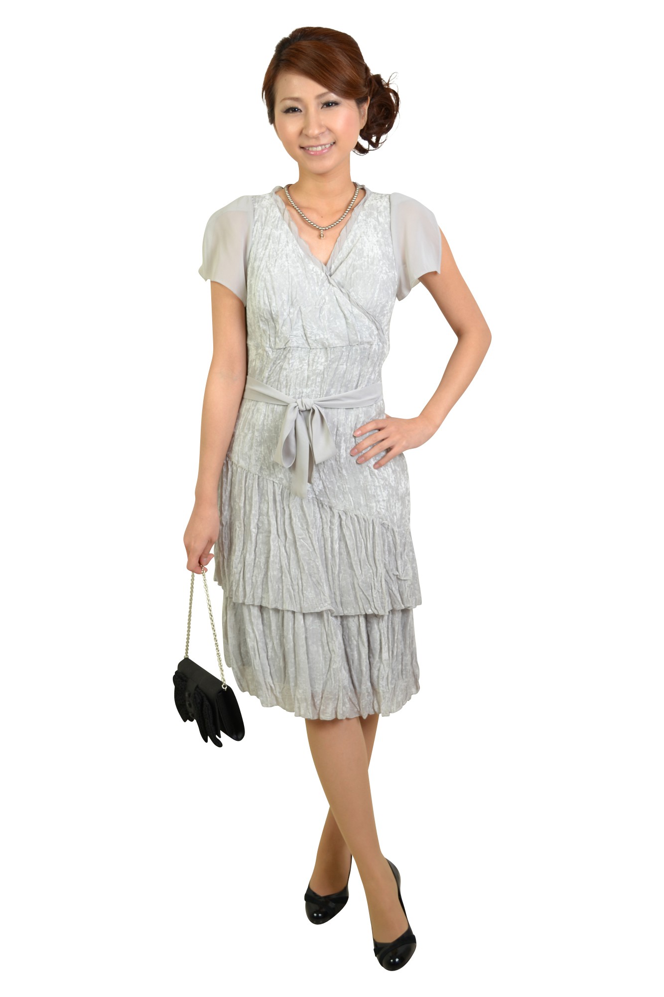 グレーラップ風ドレス