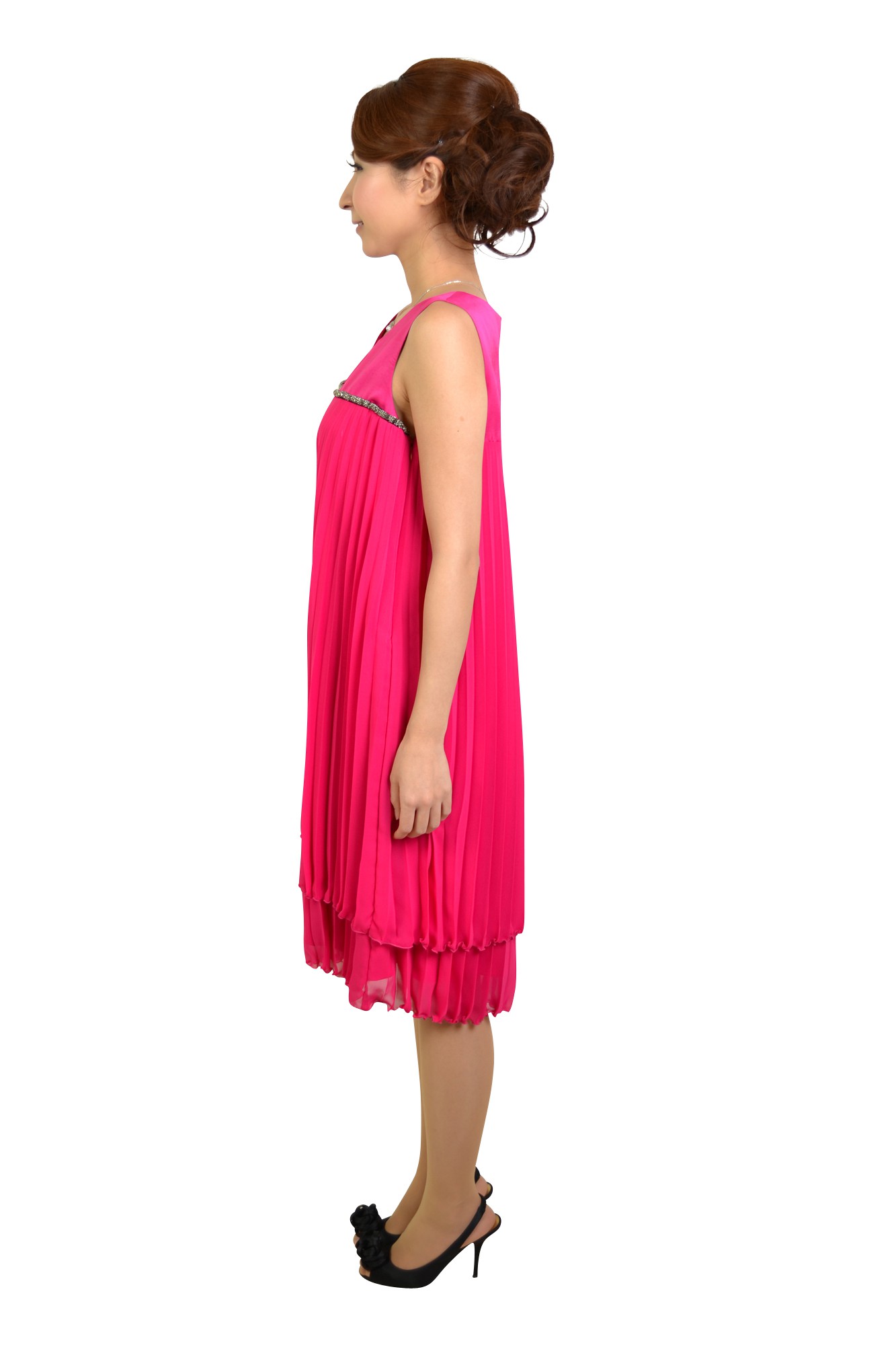 フューシャピンクプリーツドレス