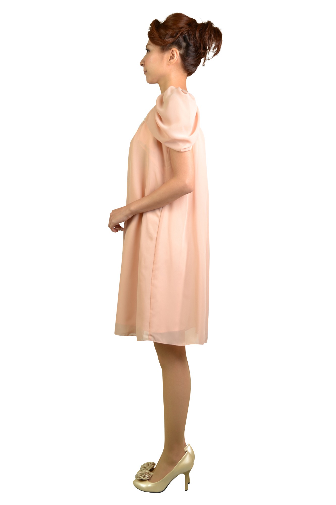 ピンクミニ袖ドレス