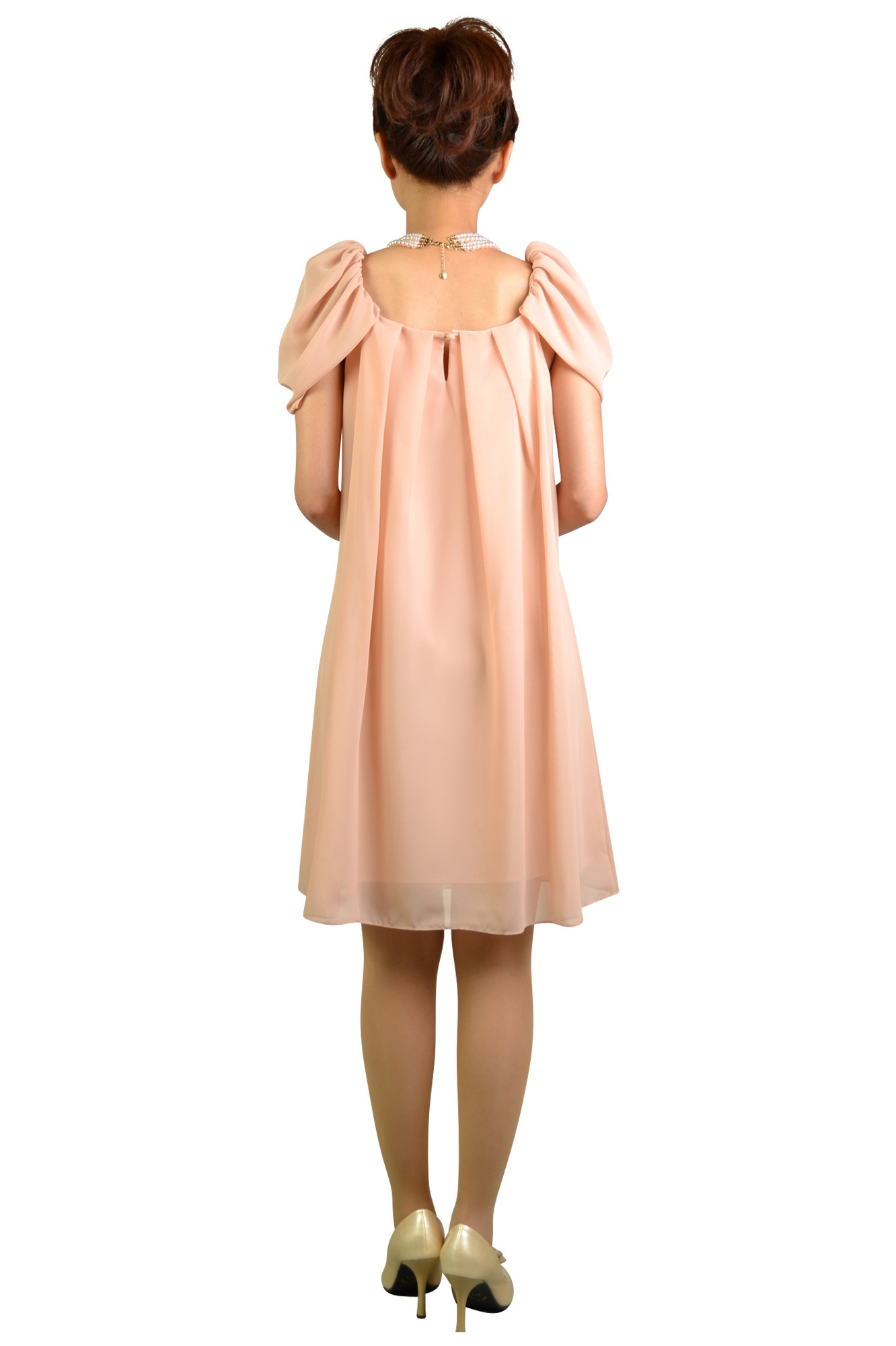 ピンクミニ袖ドレス