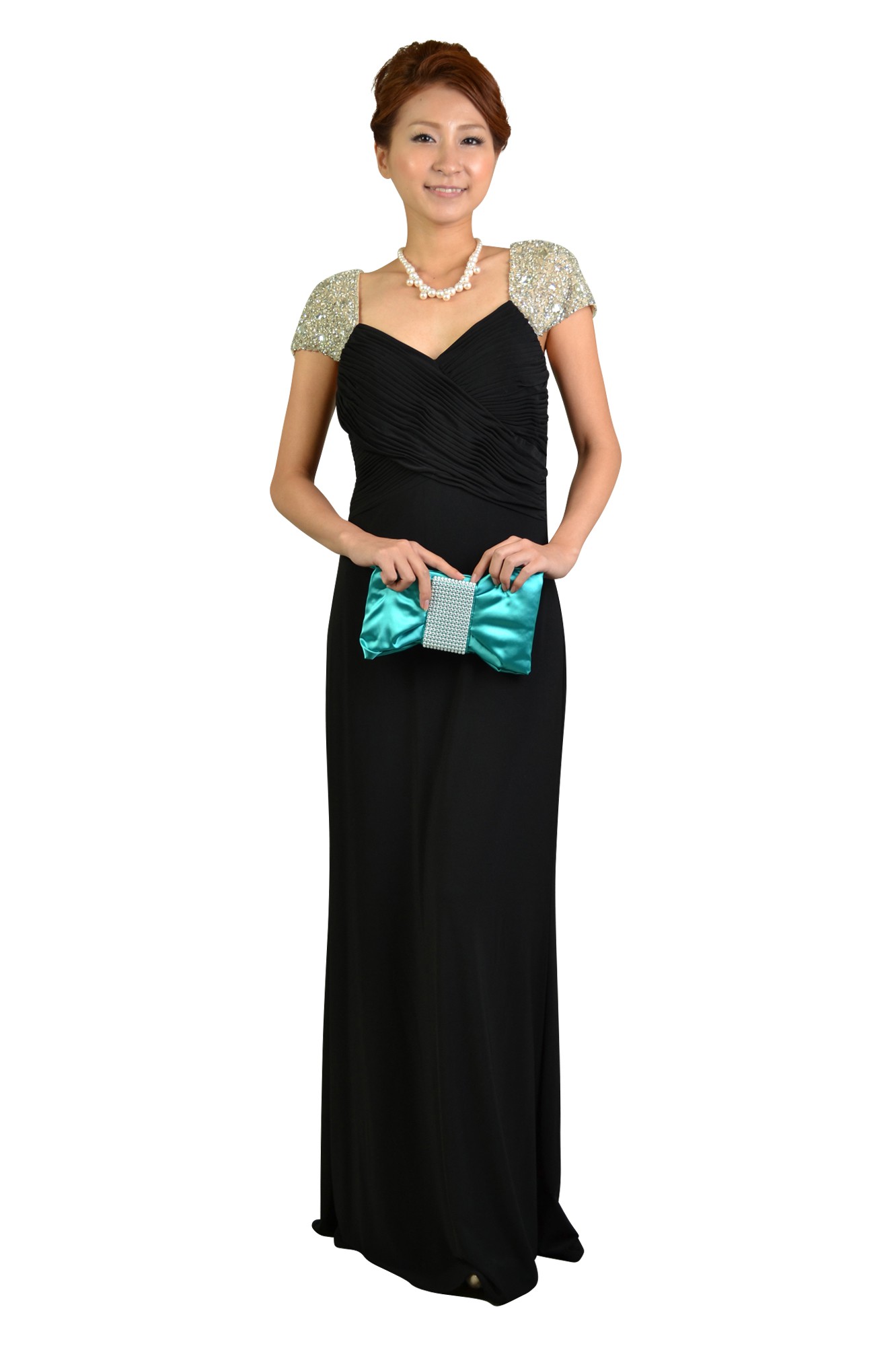 ブルークリスタルリボンクラッチ