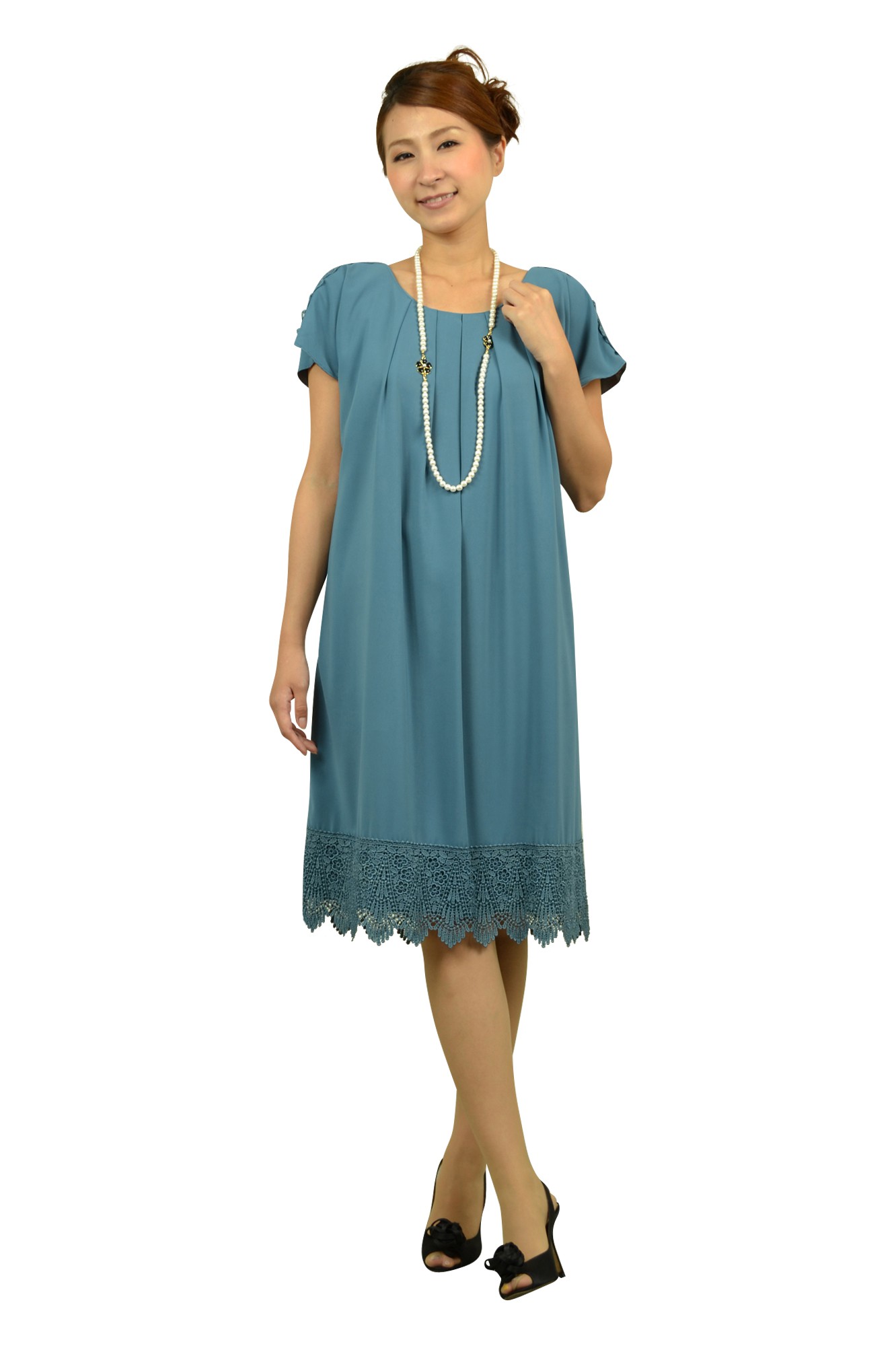 袖付きブルードレス