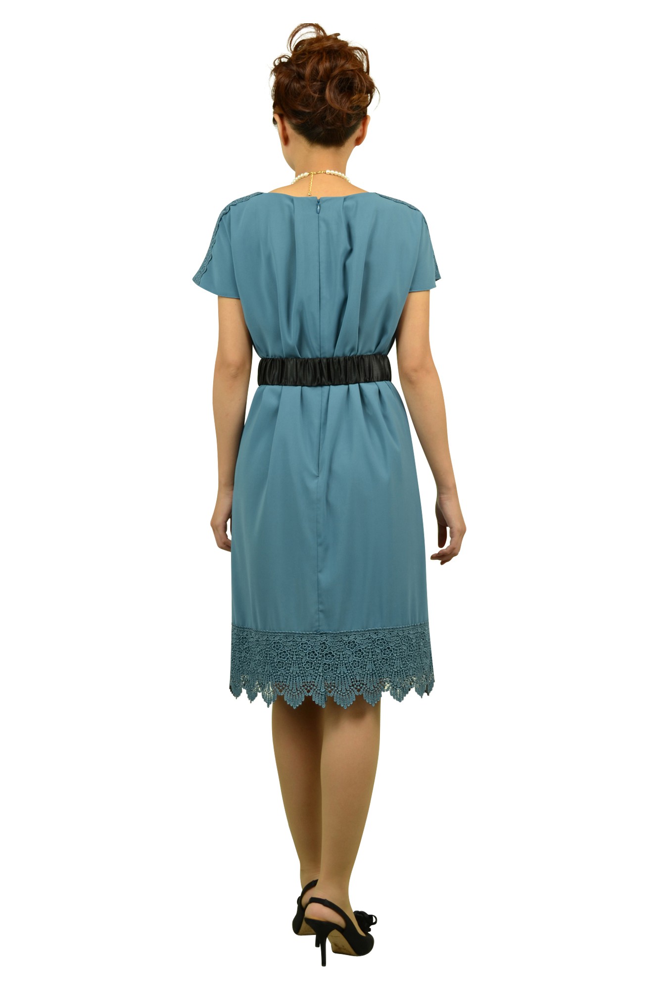 袖付きブルードレス