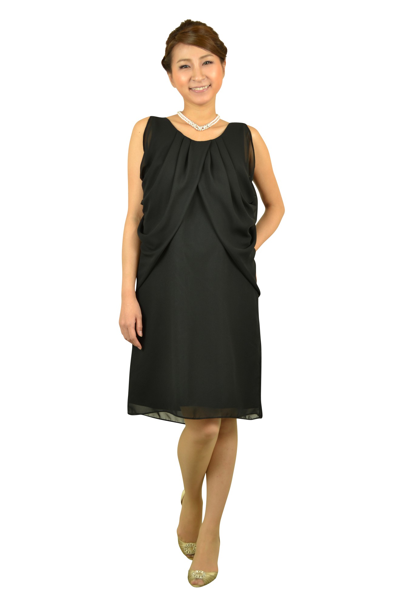 シンプルドレープブラックドレス