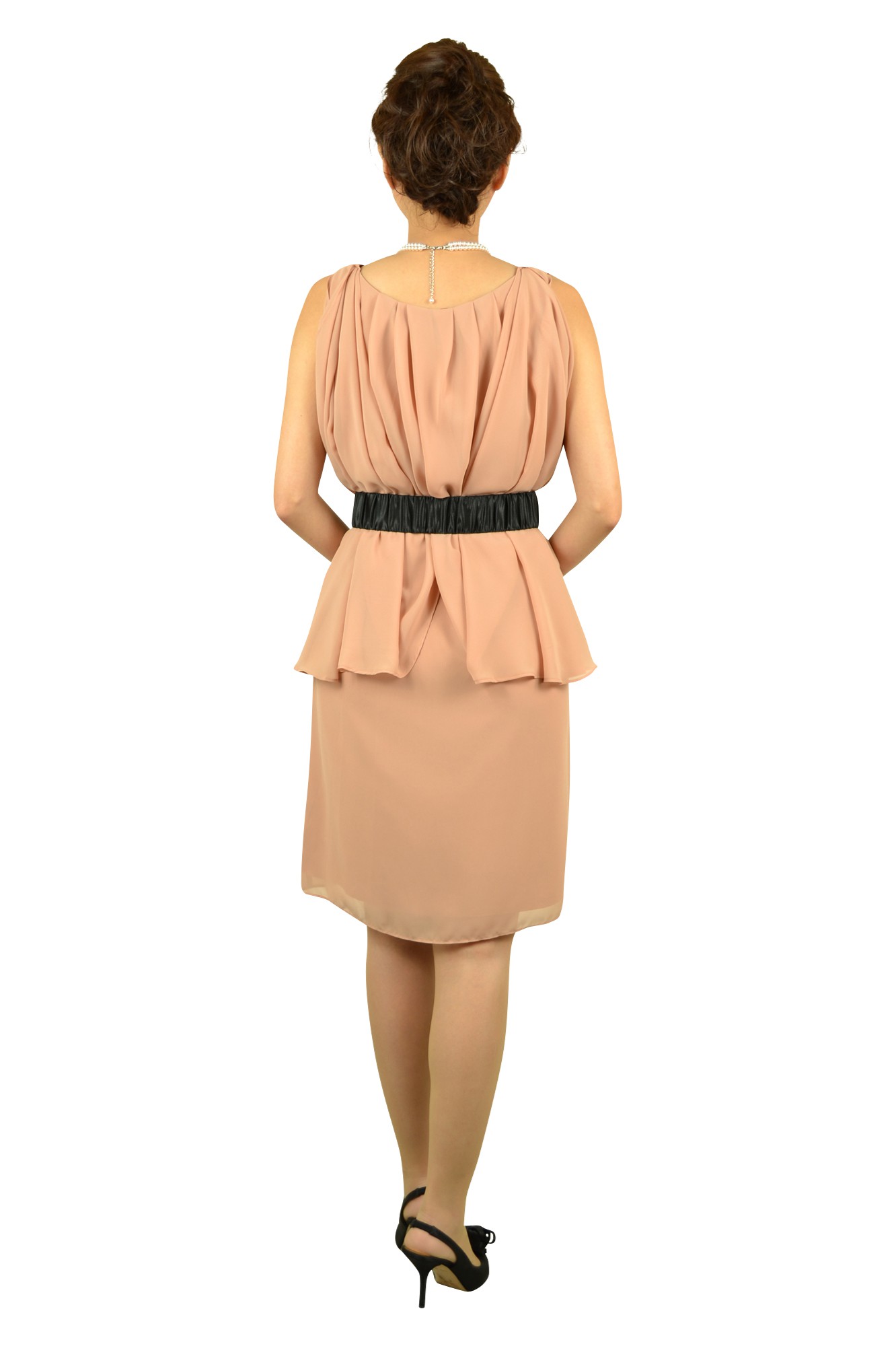 シンプルドレープピンクドレス