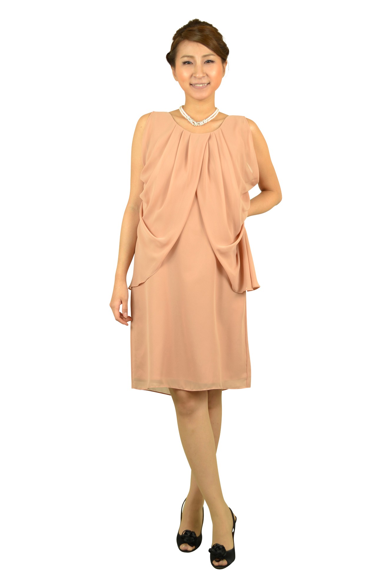 シンプルドレープピンクドレス