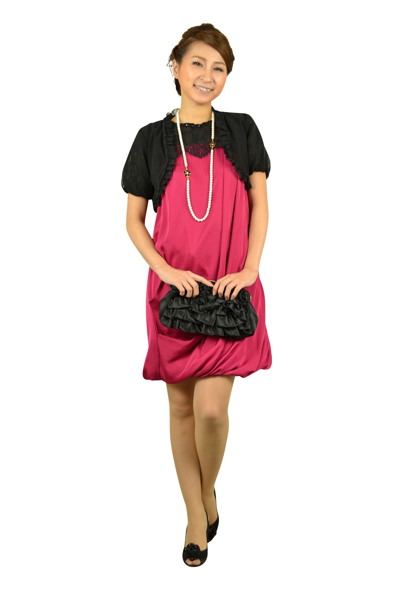 ブラックバラコサージュバッグ