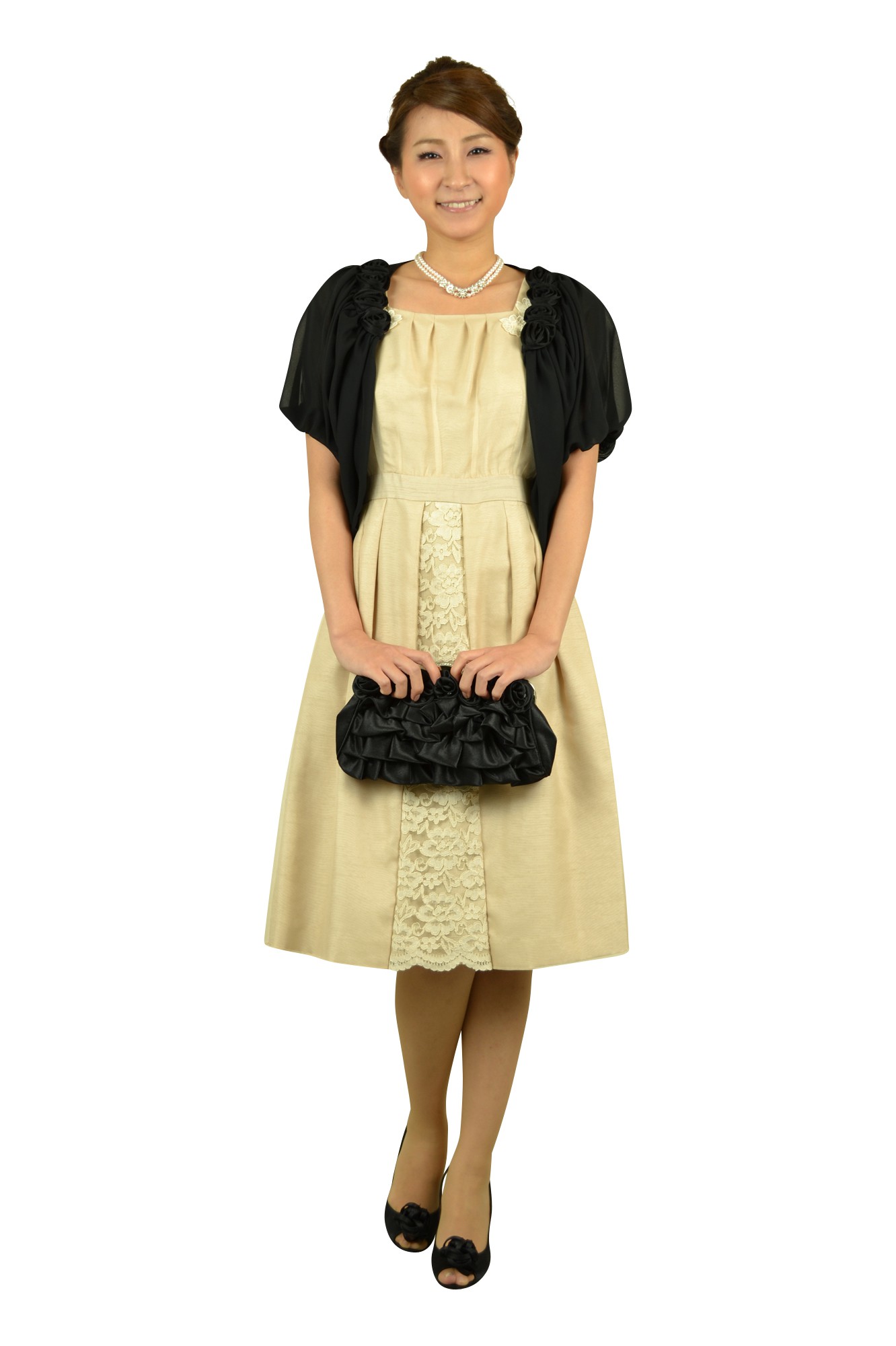 ブラックバラコサージュバッグ