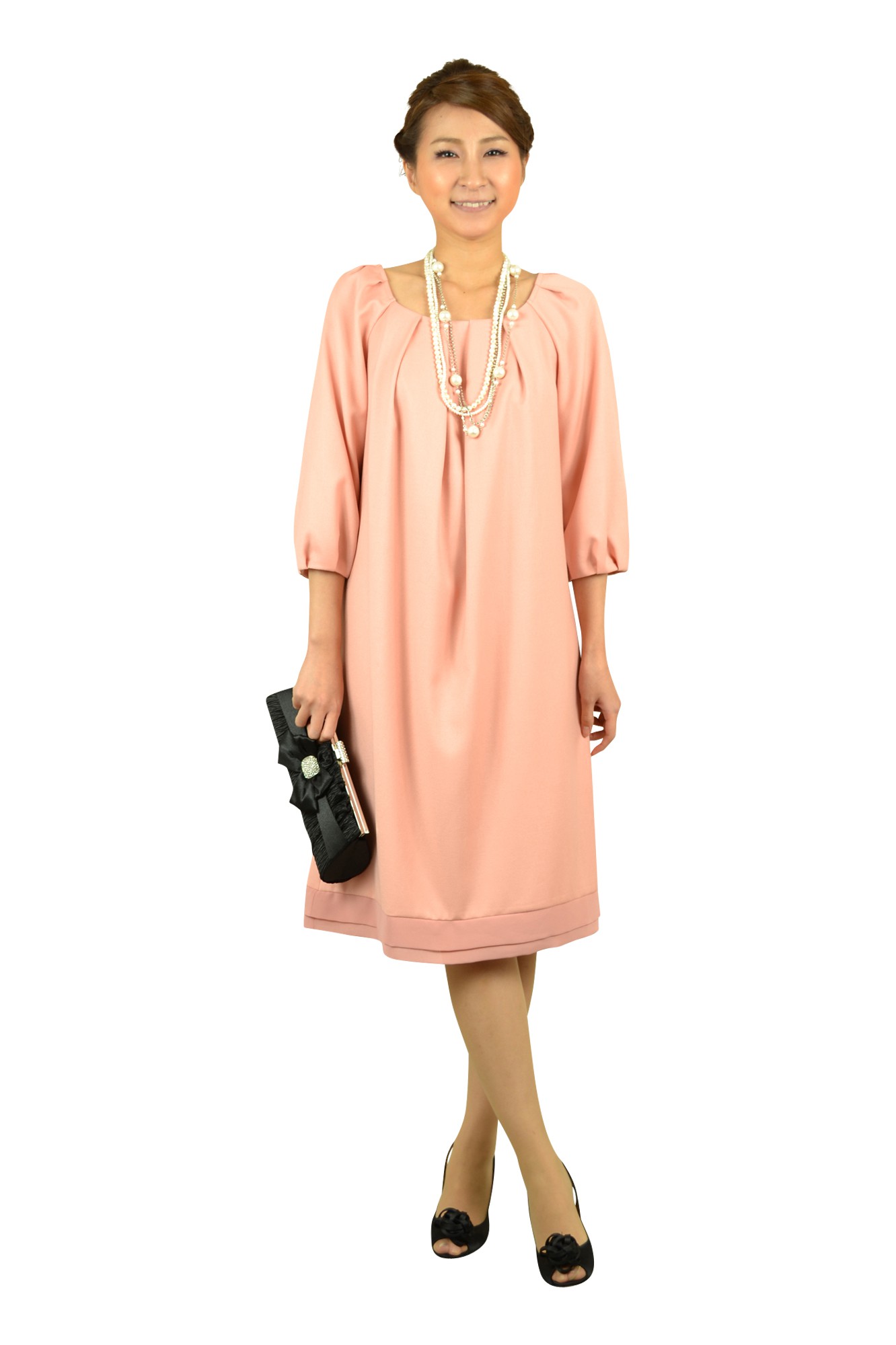 ピンク7分袖ドレス