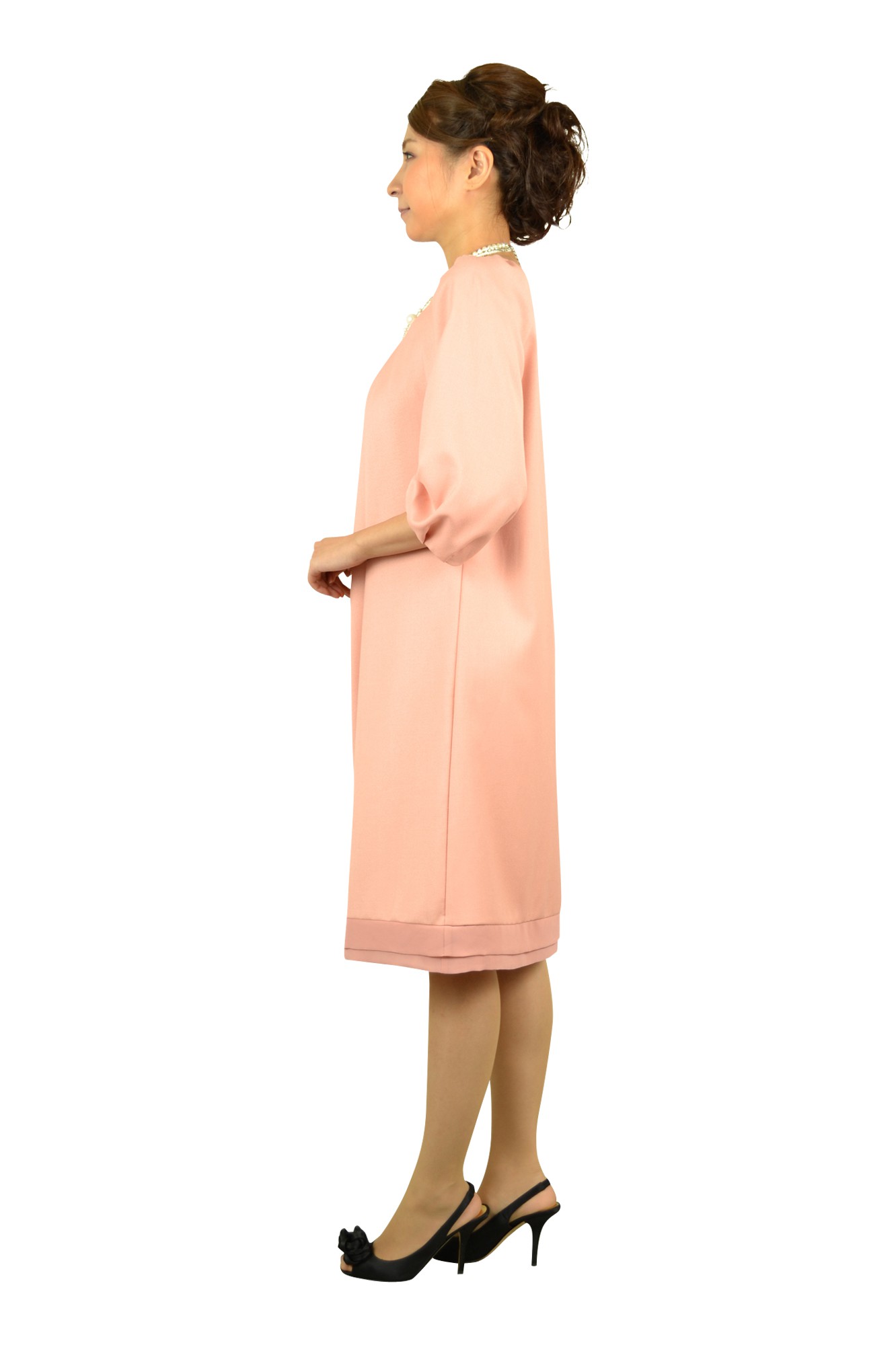 ピンク7分袖ドレス