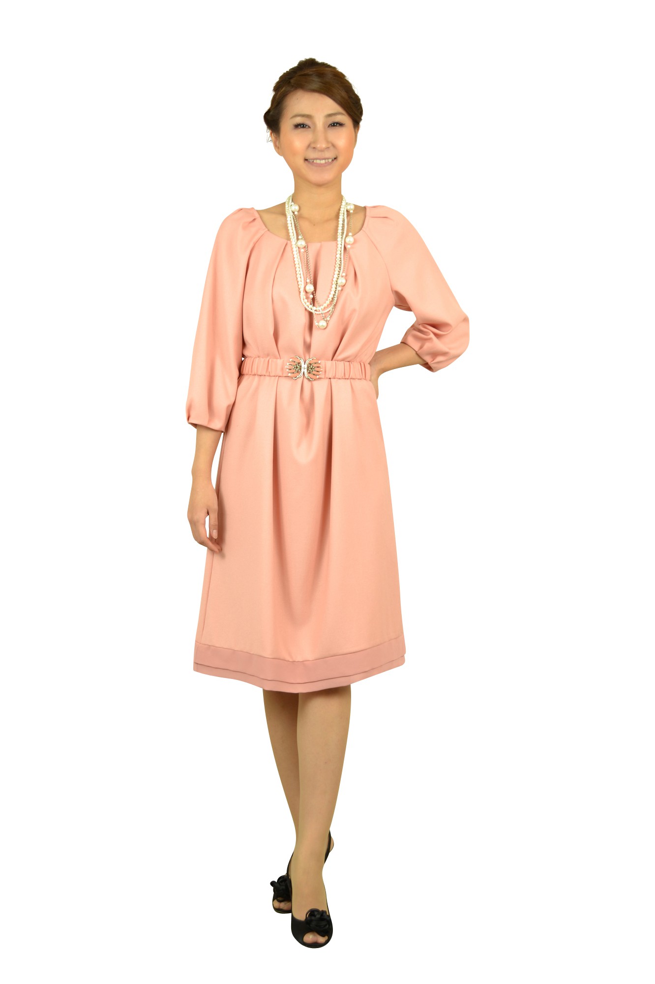 ピンク7分袖ドレス