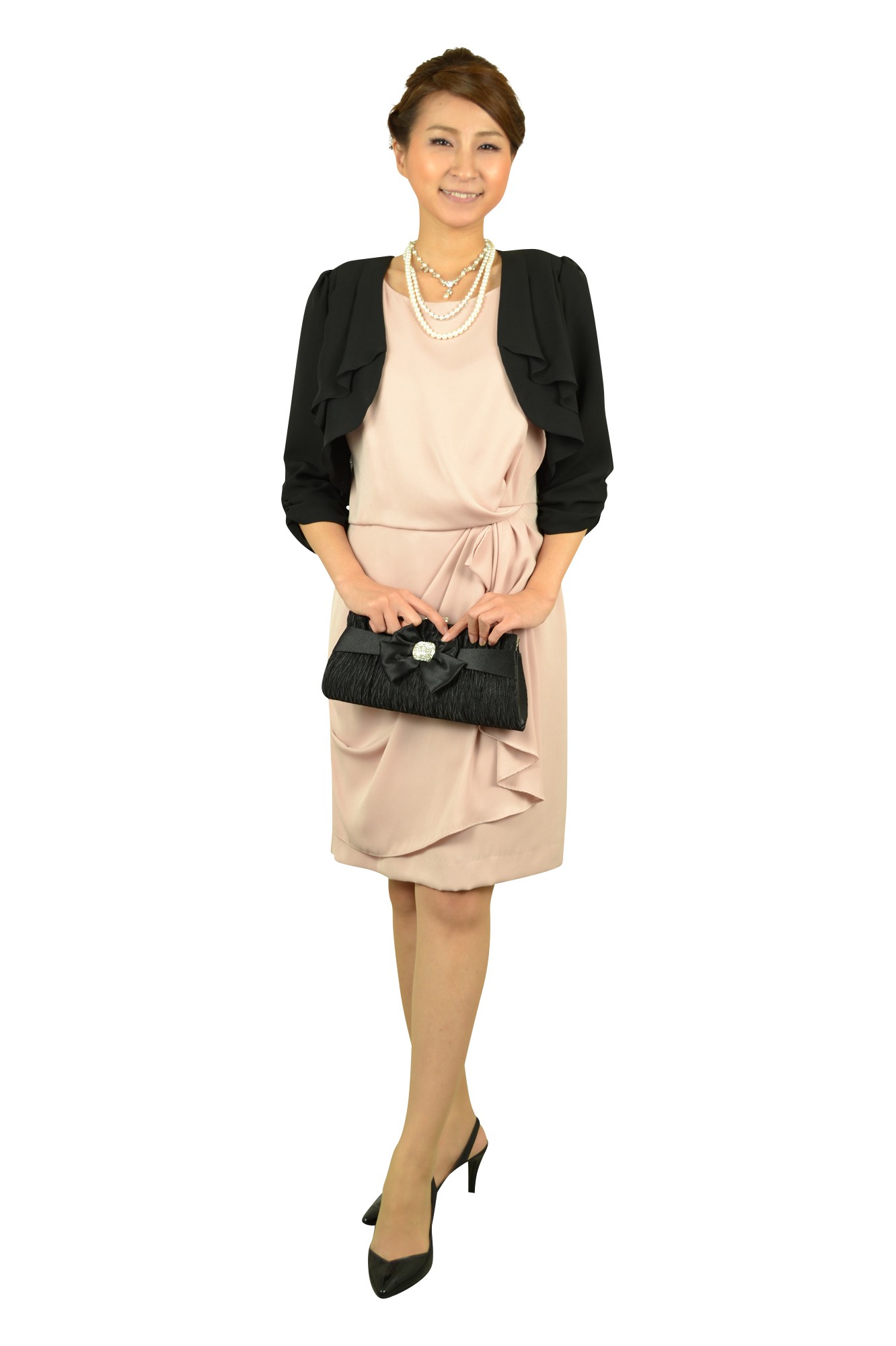 ギャザーリボンブラックバッグ