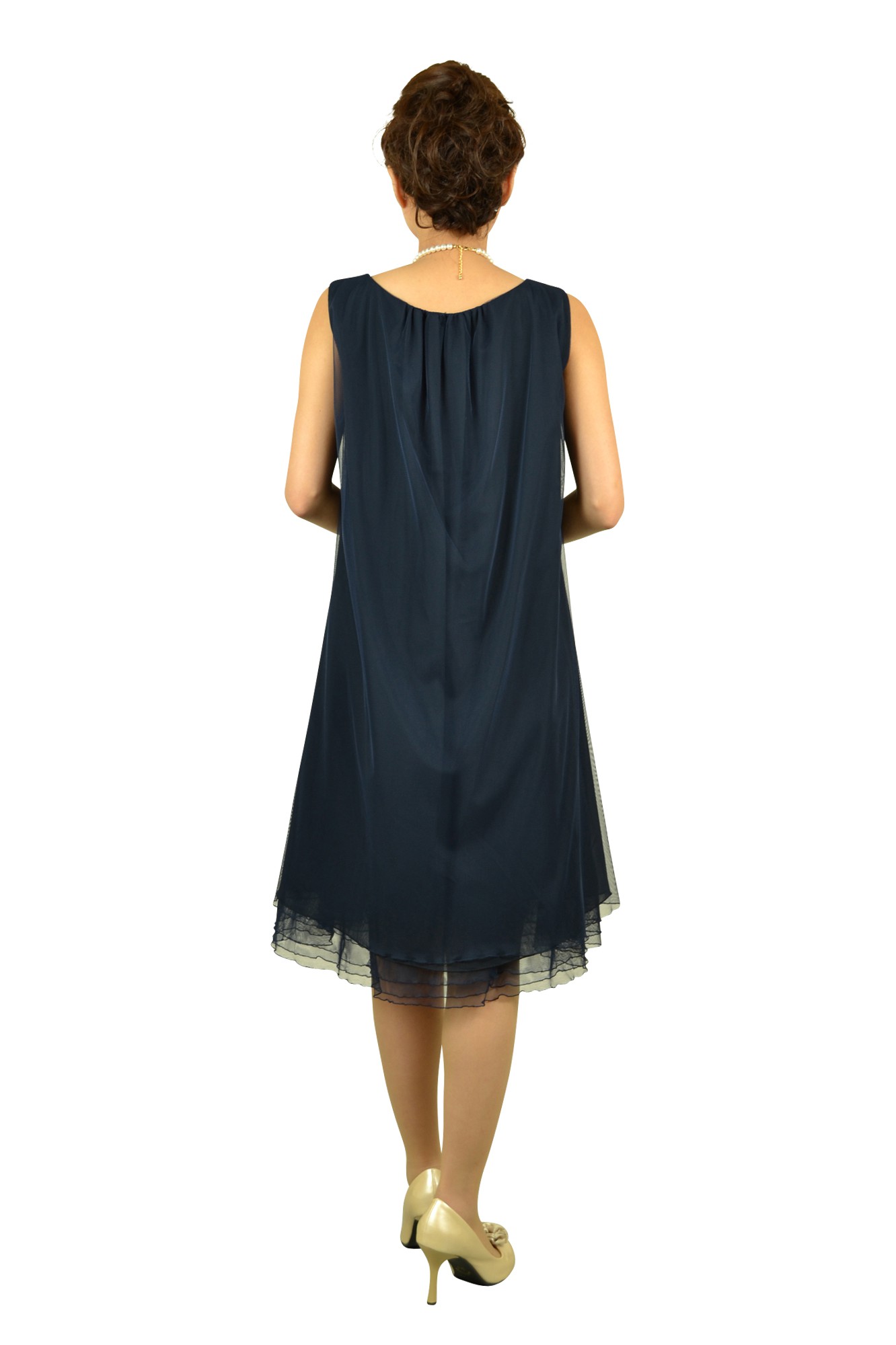 柔らかネイビードレス