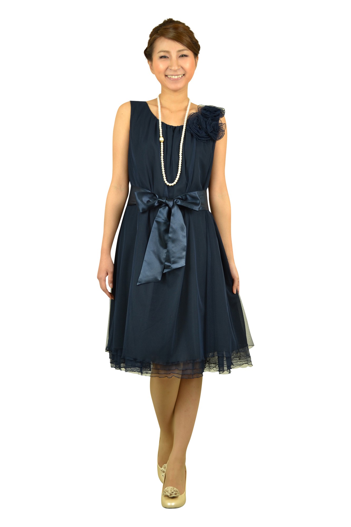 柔らかネイビードレス