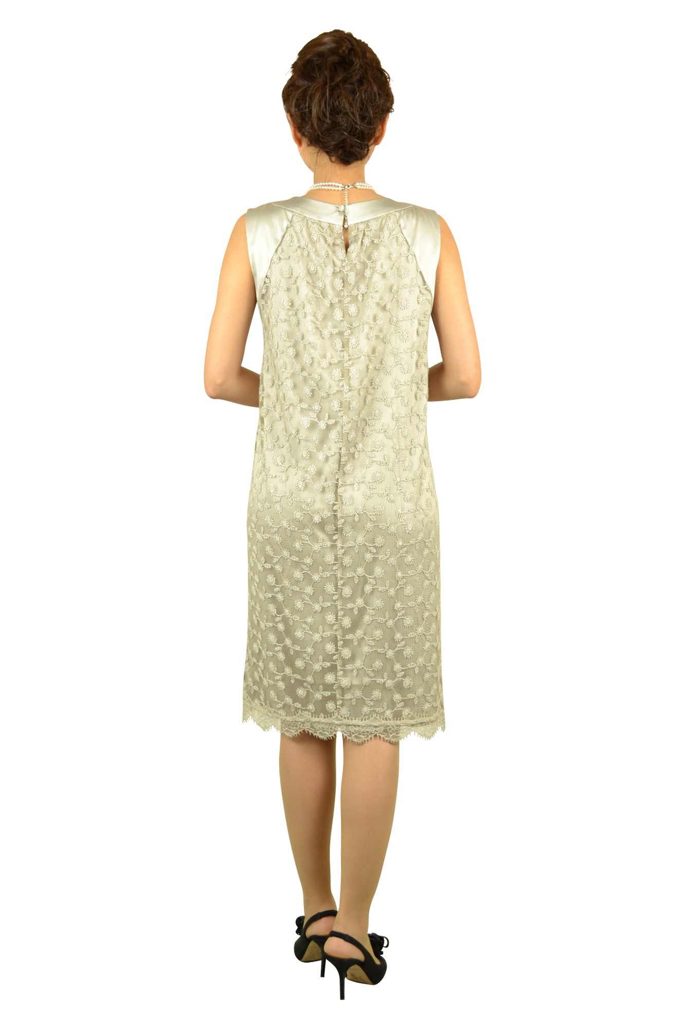 シルバーグレー総レースドレス