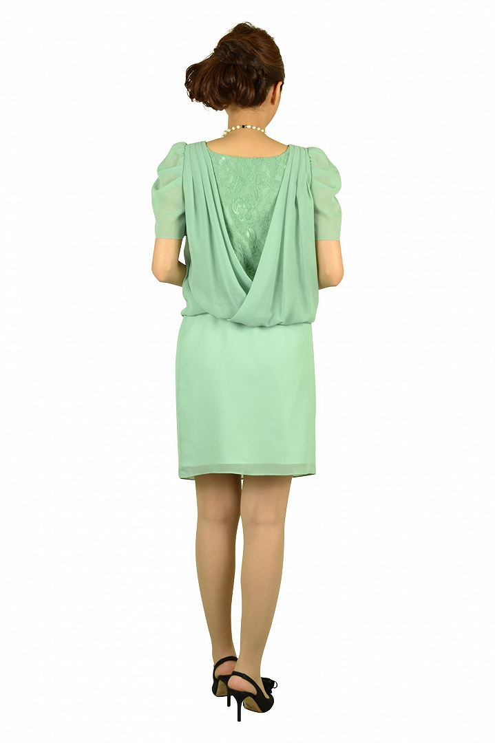 ライトグリーンミニ袖ドレス