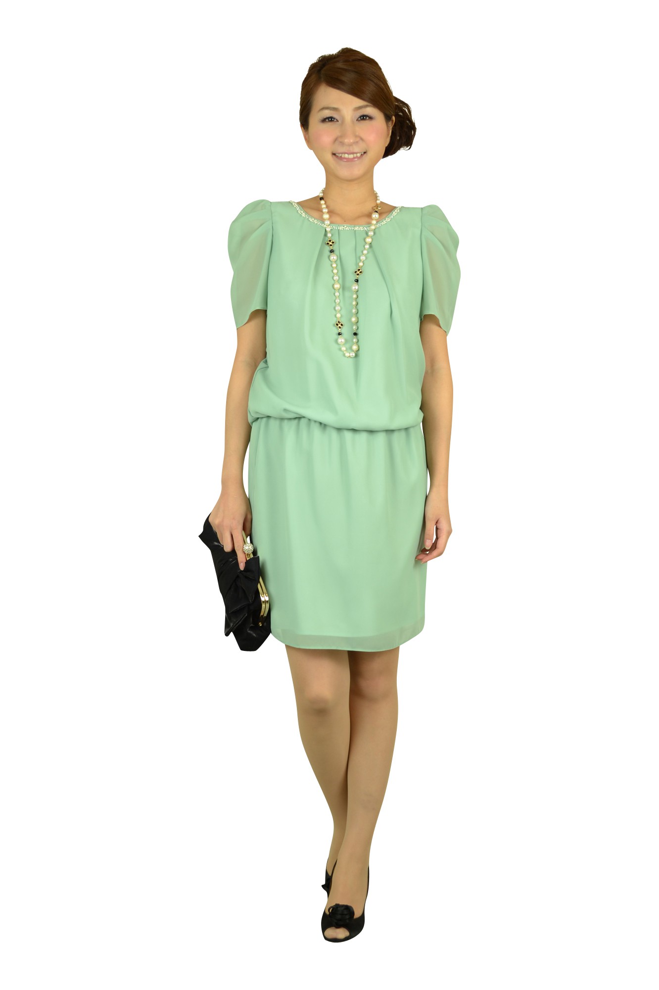 ブラックデイジーロングネックレス