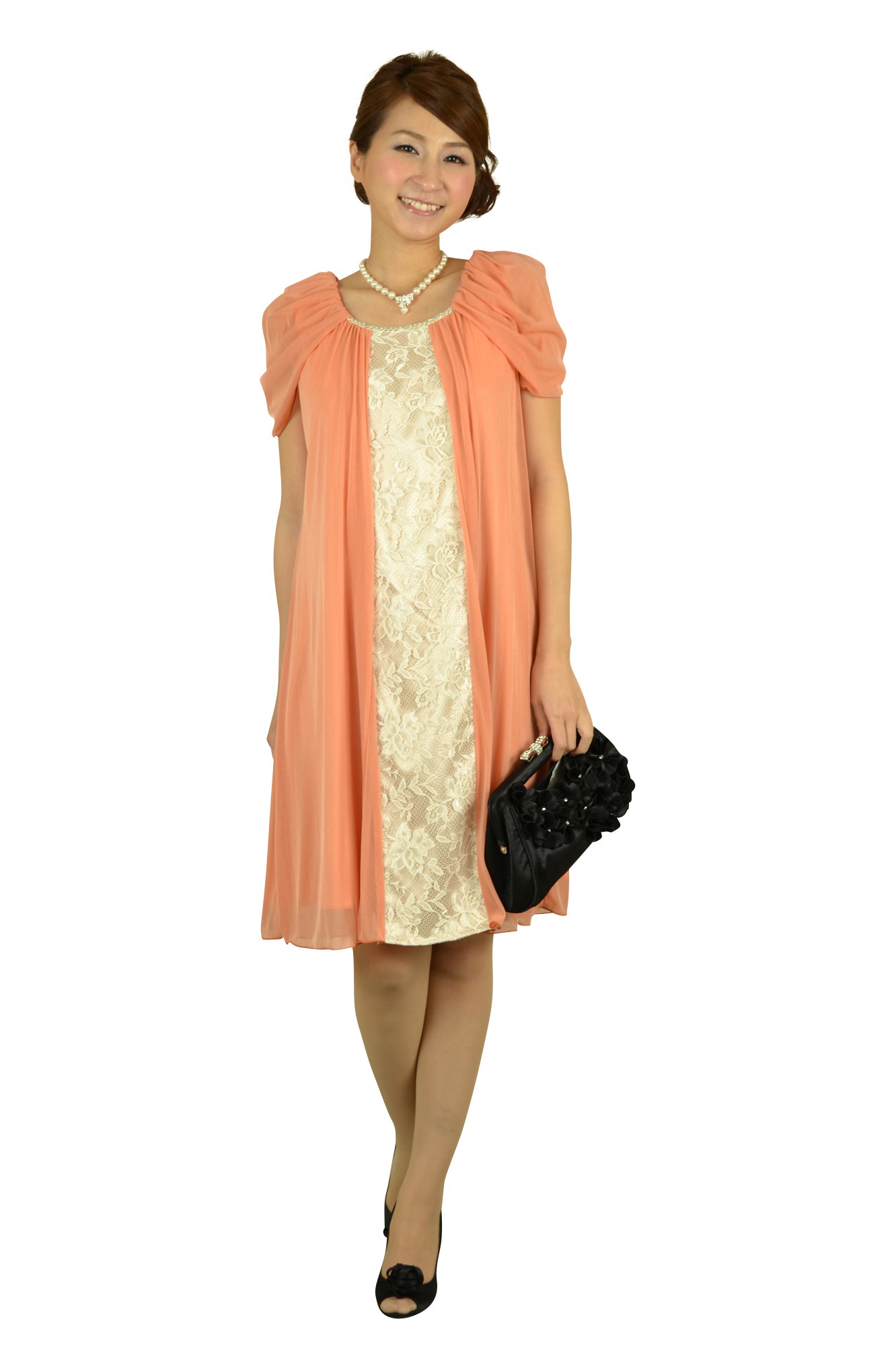 3Dフラワーブラックバッグ