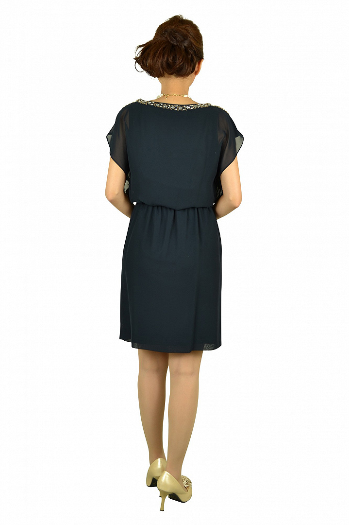 ネイビーミニ袖ドルマン風ドレス