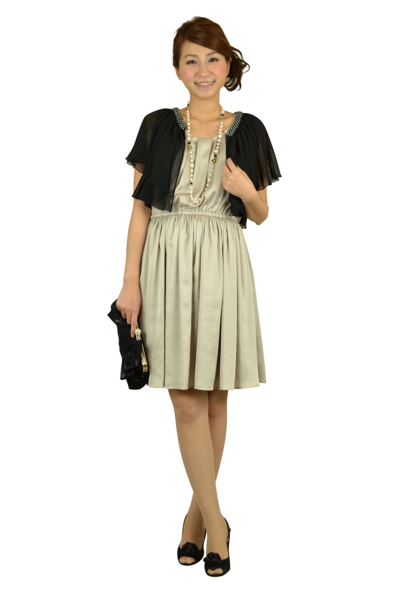 ブラックデイジーロングネックレス