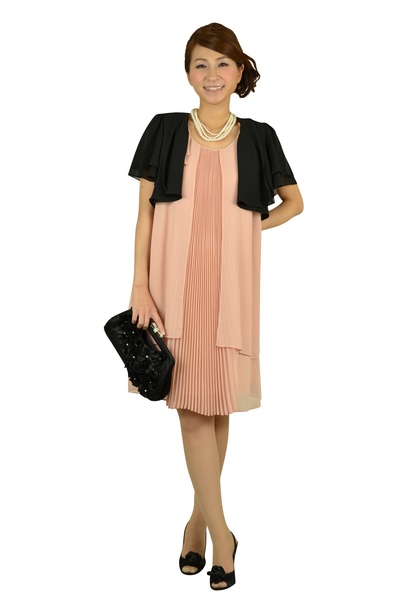 3Dフラワーブラックバッグ