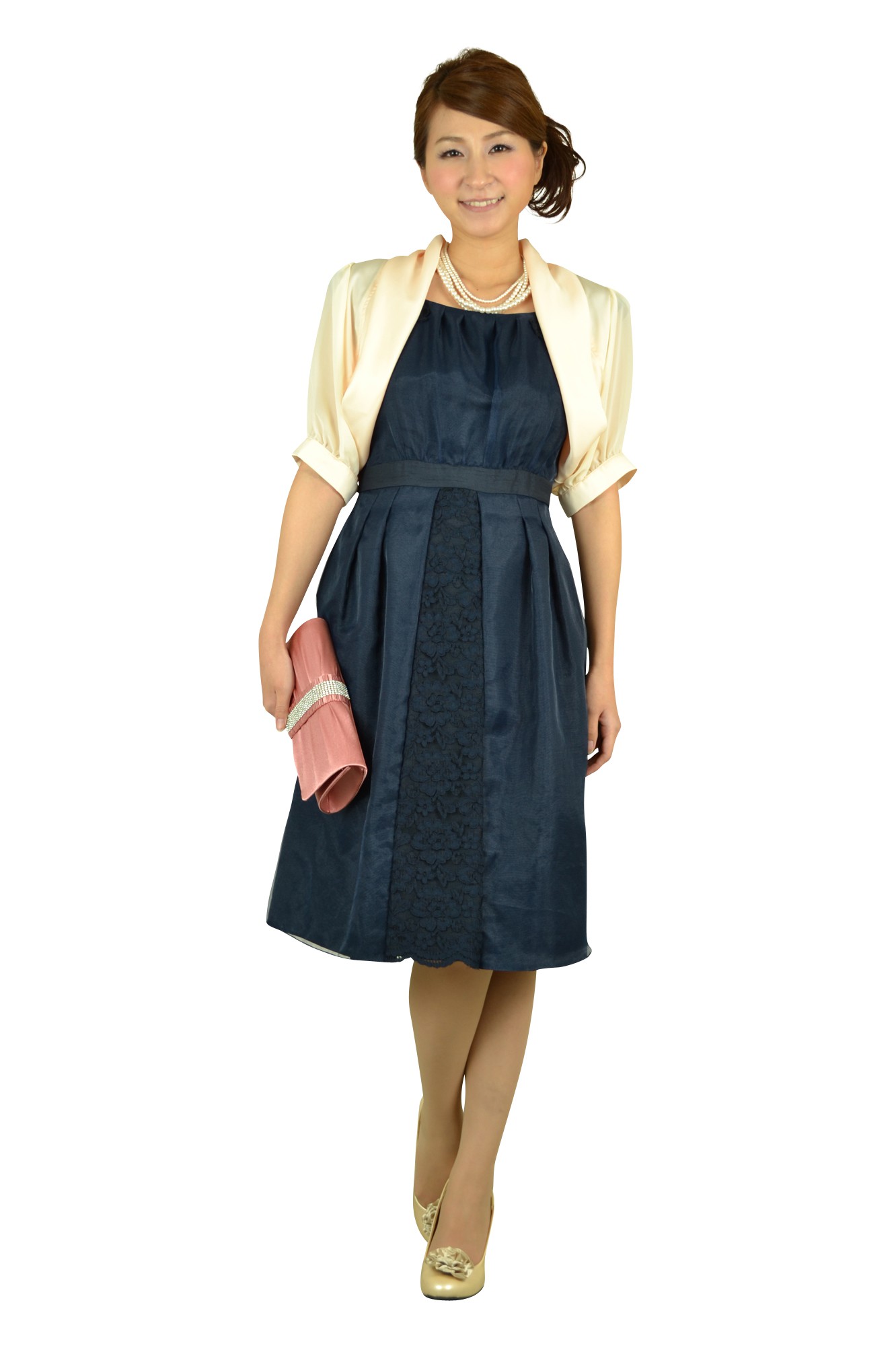 ショールカラー風アイボリーボレロ